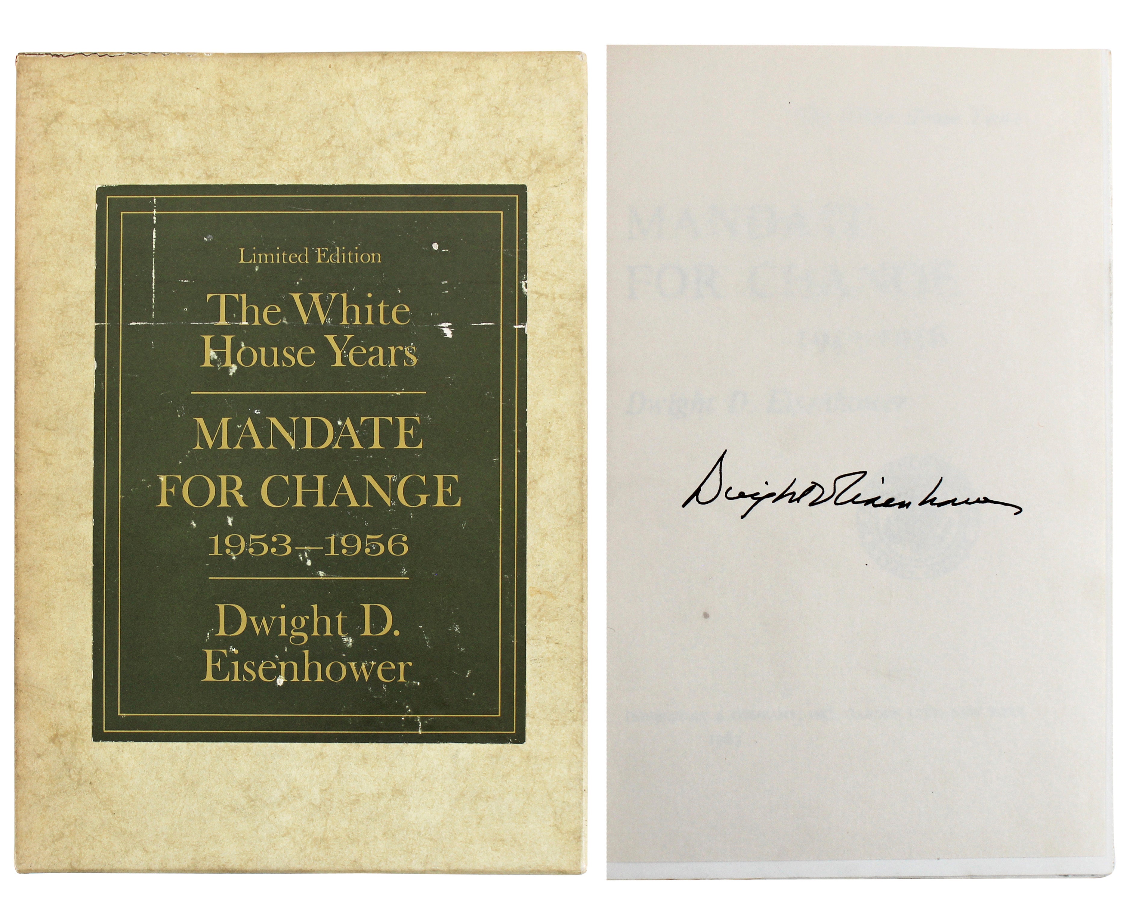 Dwight D. Eisnehower Signed Mandate For Change Hard Cover Book LE #297/1434 BAS