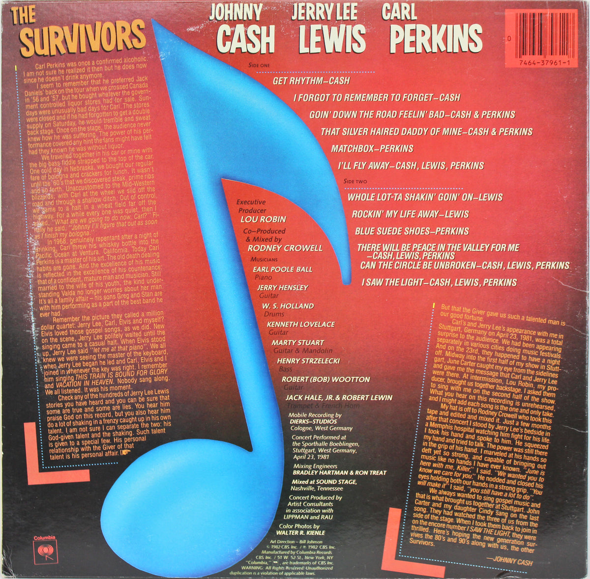 Jerry Lee Lewis Authentic Signed The Survivors Album Cover W/ Vinyl BAS #E37882