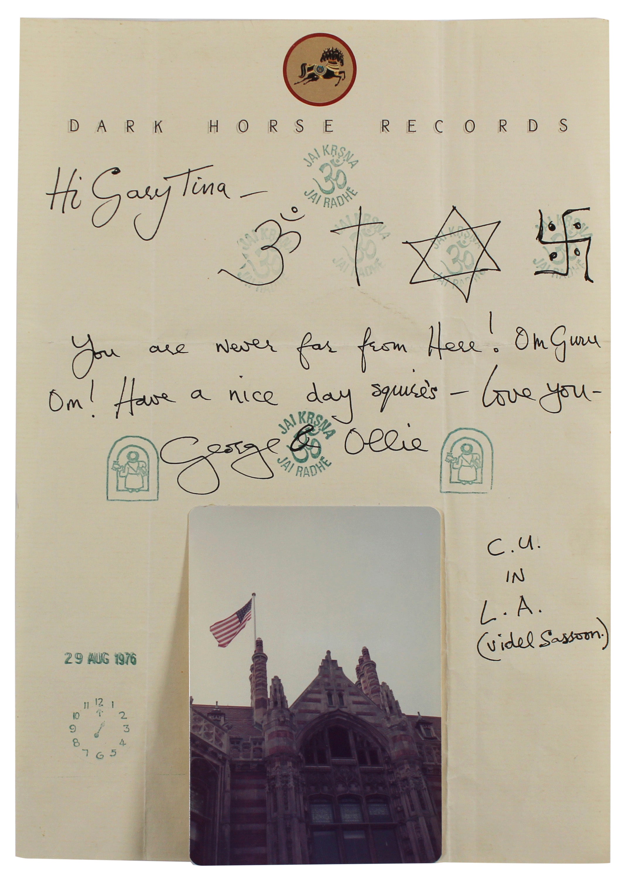 George Harrison Authentic Signed 8.25x11.5 1976 Handwritten Letter BAS #AB14653