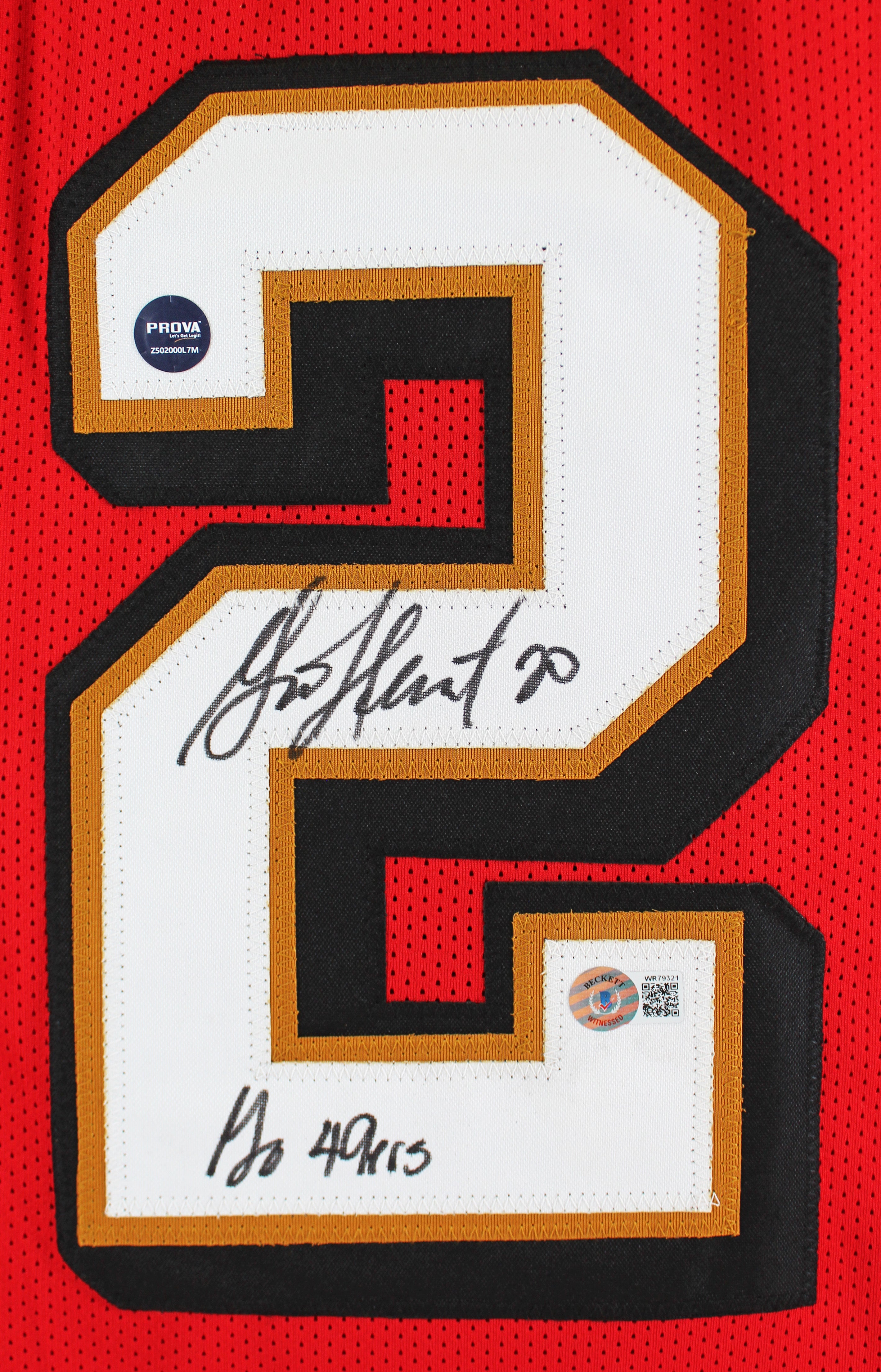 Garrison Hearst "Go 49ers" Authentic Signed Red Pro Style Jersey BAS Witnessed