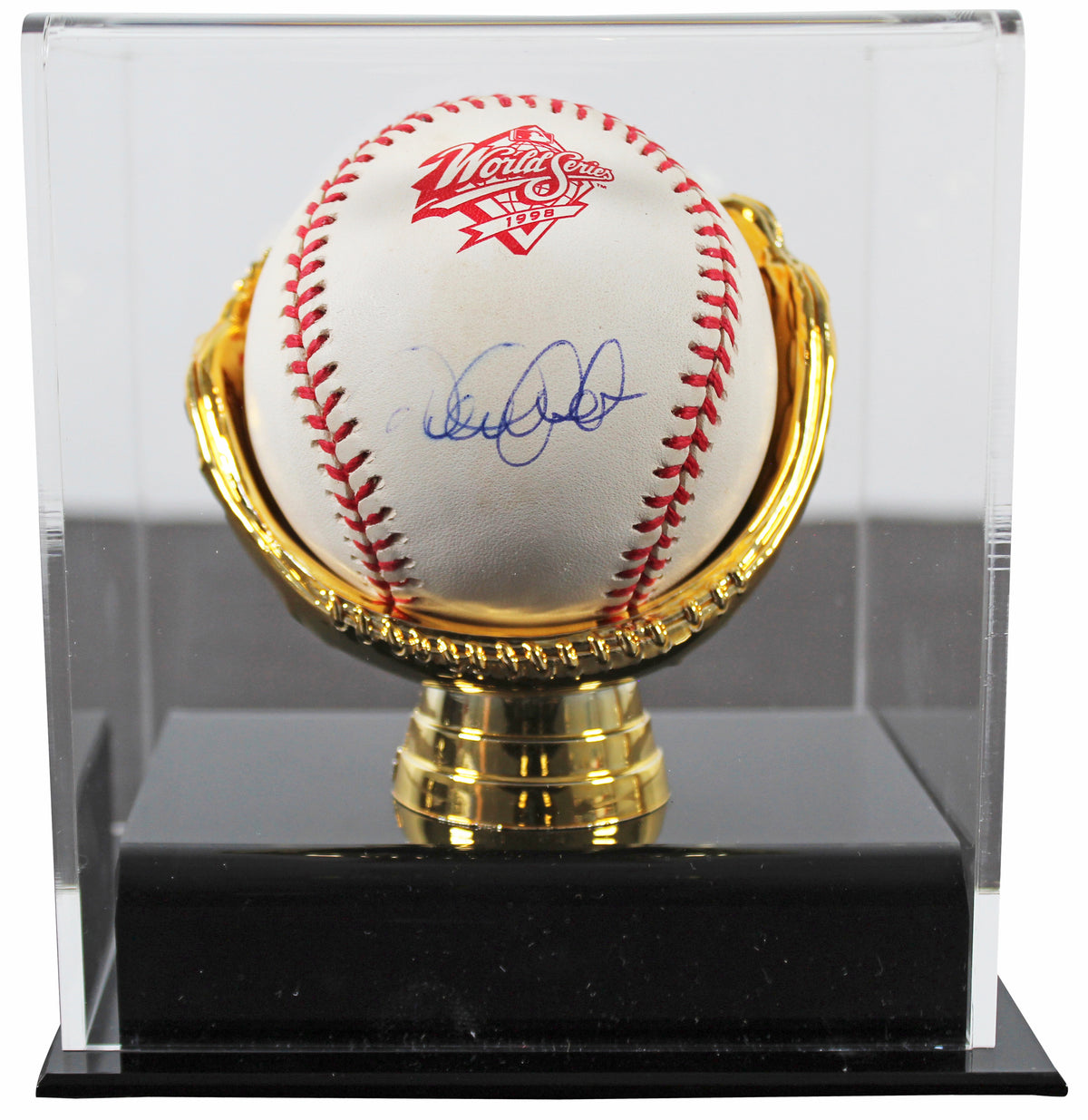 Yankees Derek Jeter Signed 1998 WS Logo Oml Baseball w/ Case MLB #AR012687
