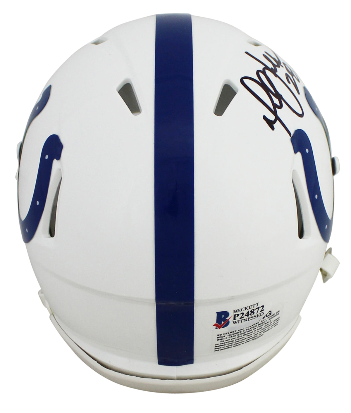 Colts Marshall Faulk Authentic Signed 2020 White Speed Mini Helmet BAS Witnessed