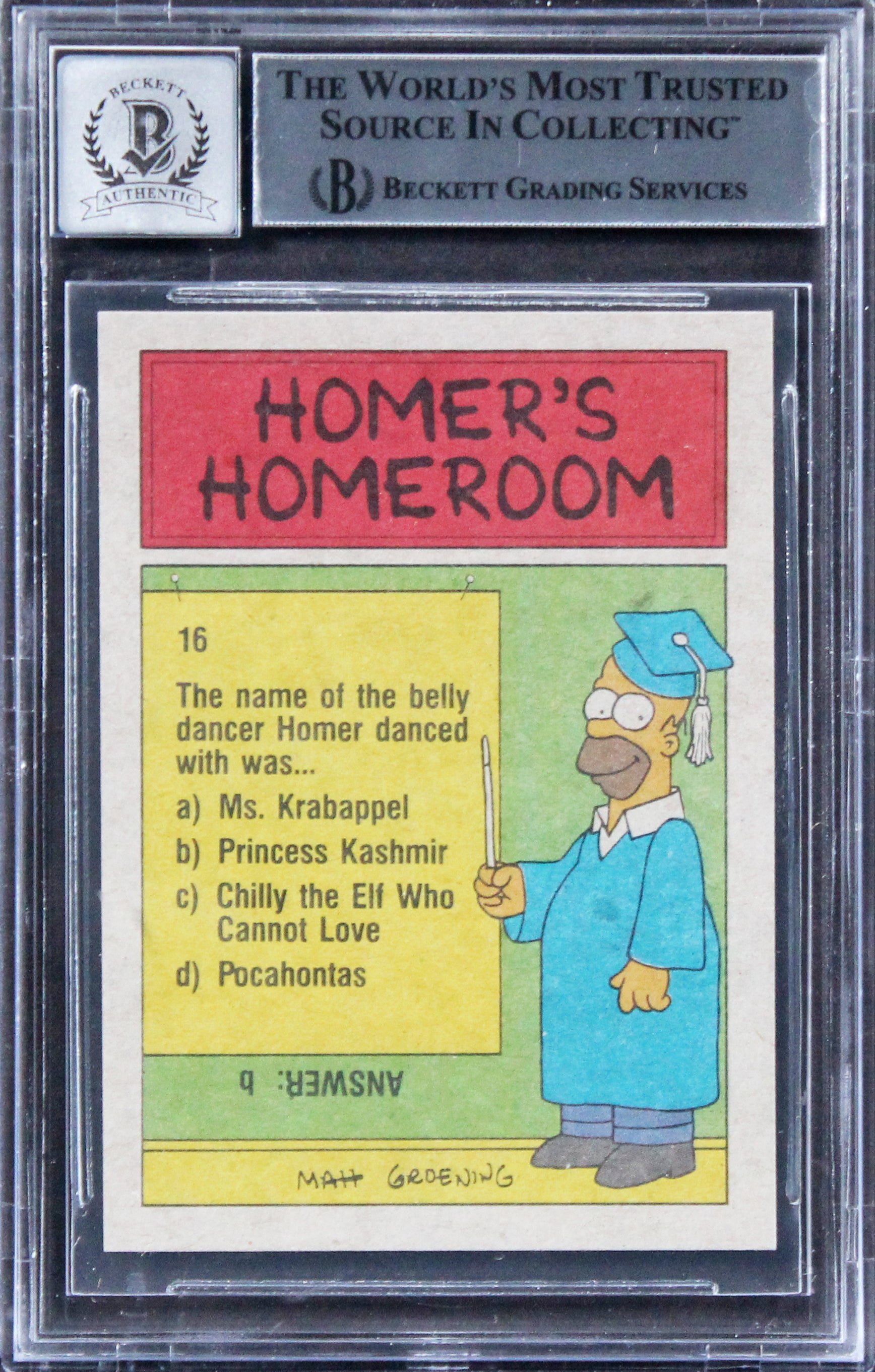 Nancy Cartwright Signed 1990 The Simpsons Stickers #64 Card Auto 10! BAS Slab