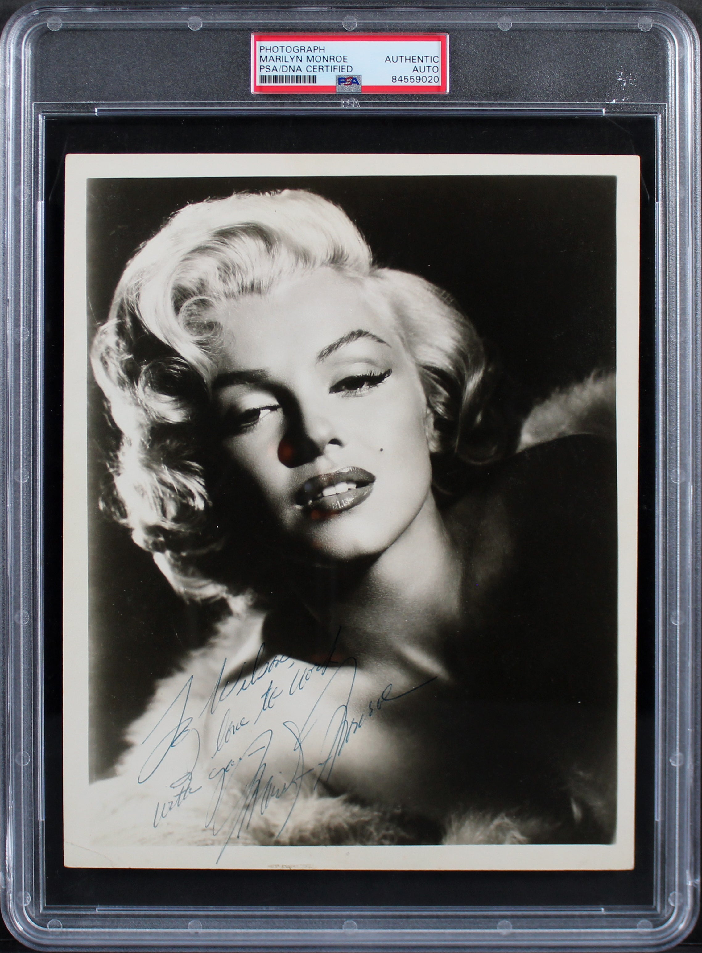 Marilyn Monroe "To Wilson" Authentic Signed 8x10 Photo PSA/DNA Slabbed