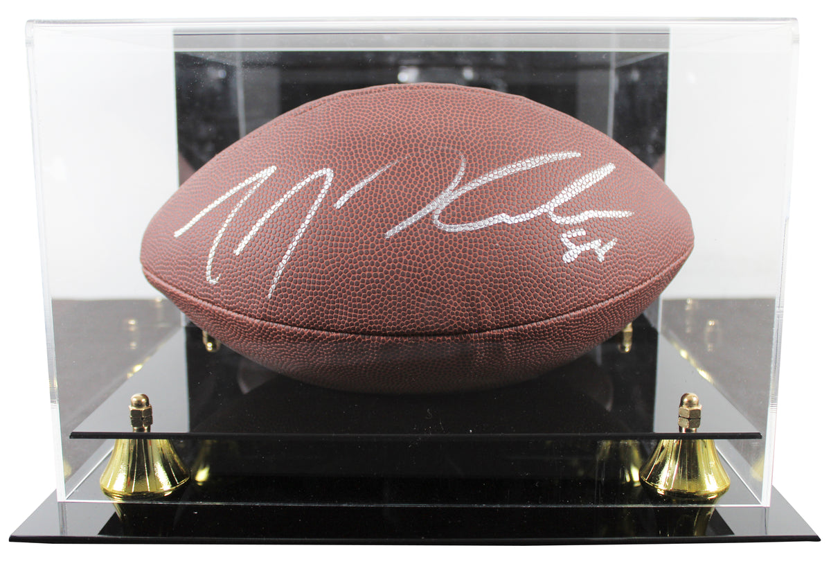 Vikings T.J. Hockenson Signed Wilson Super Grip Football W/ Case BAS Witnessed