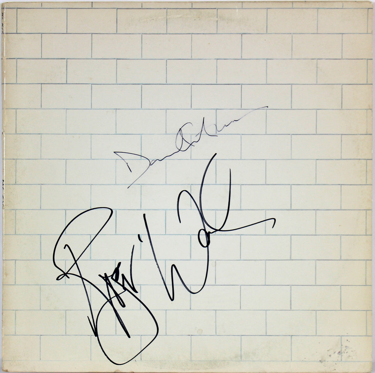 Roger Waters & David Gilmour Pink Floyd Signed The Wall Album Cover BAS #A00298