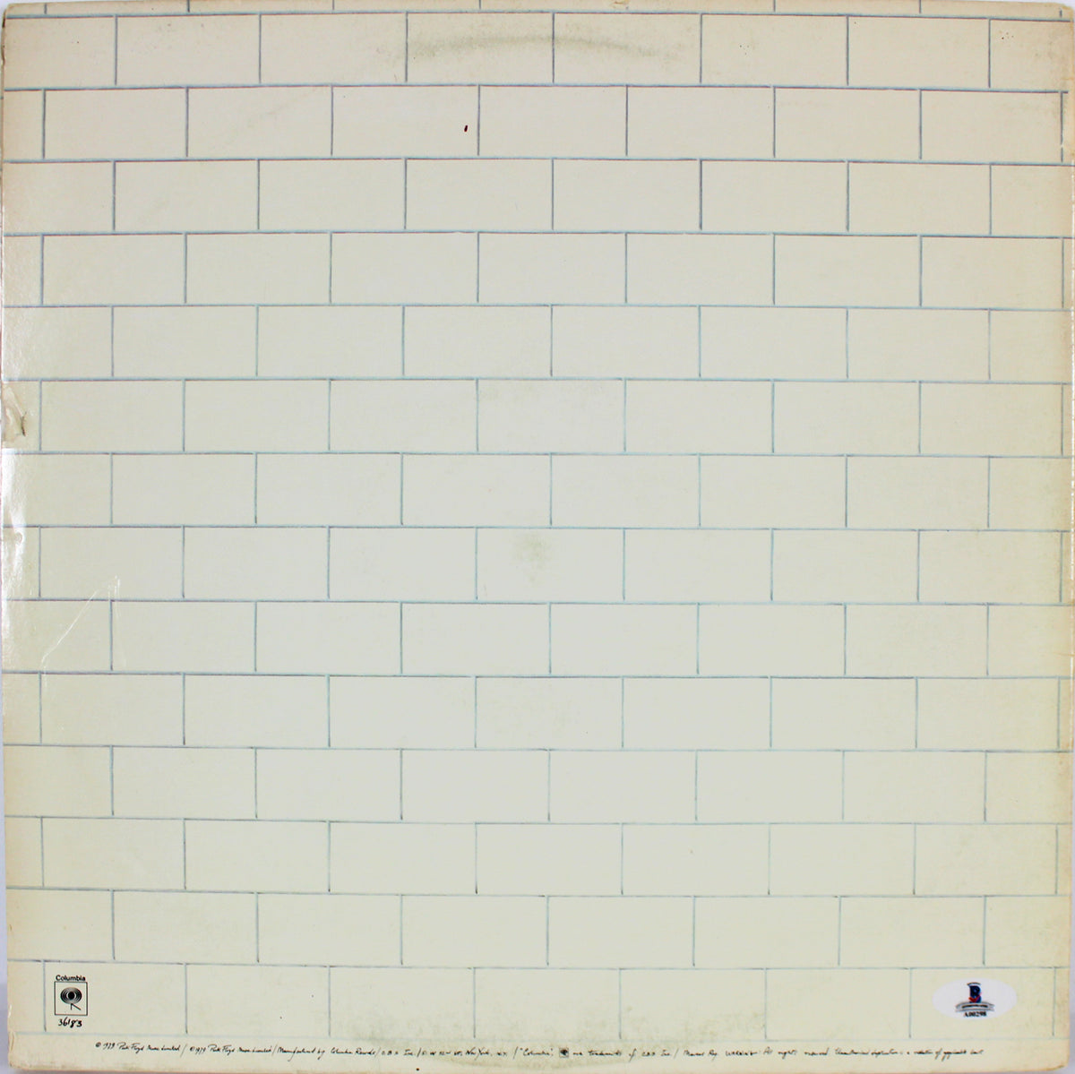 Roger Waters & David Gilmour Pink Floyd Signed The Wall Album Cover BAS #A00298