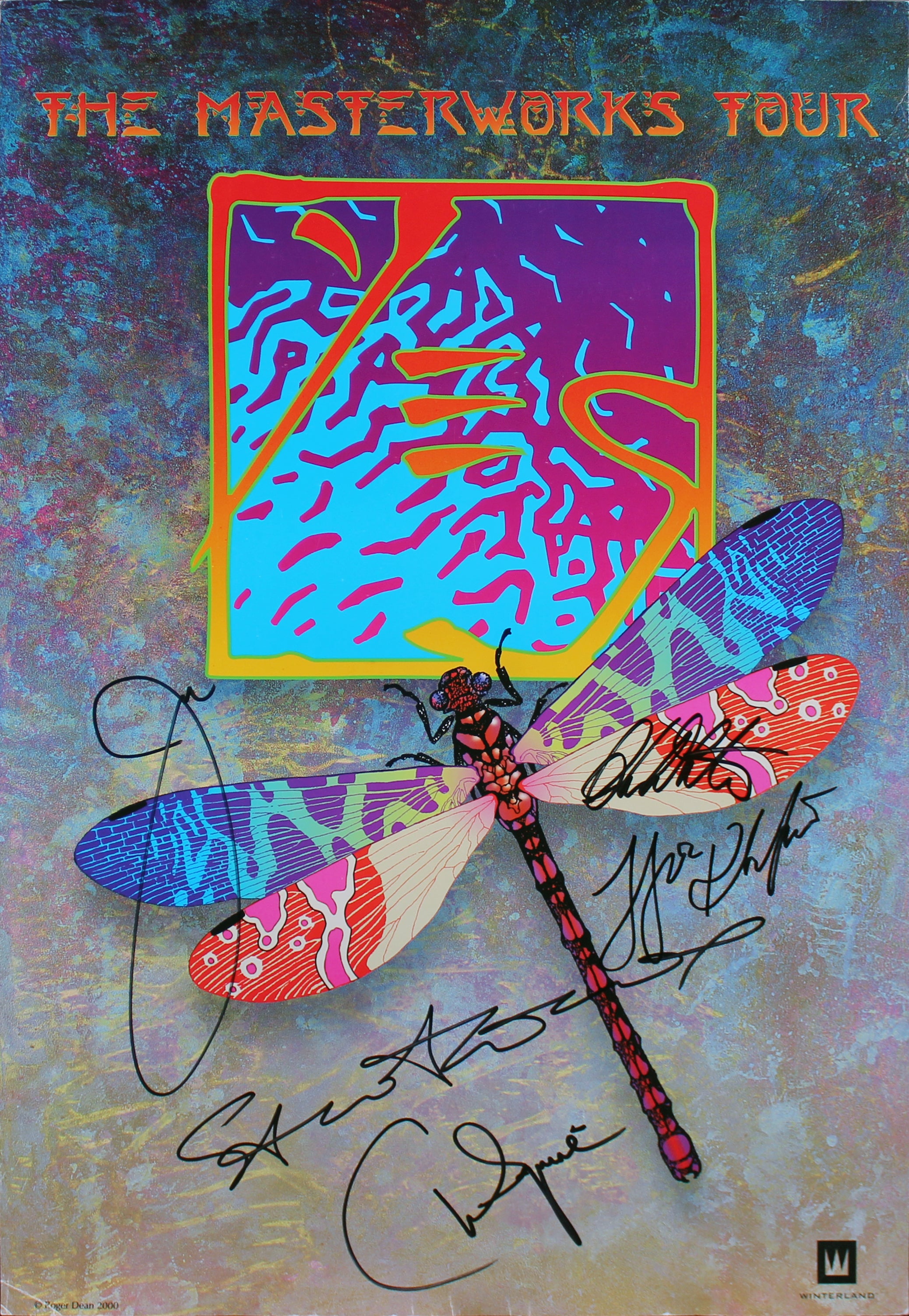 Yes (5) Anderson, Howe, Squire, White & +1 Signed 13x19 2000 Tour Poster BAS