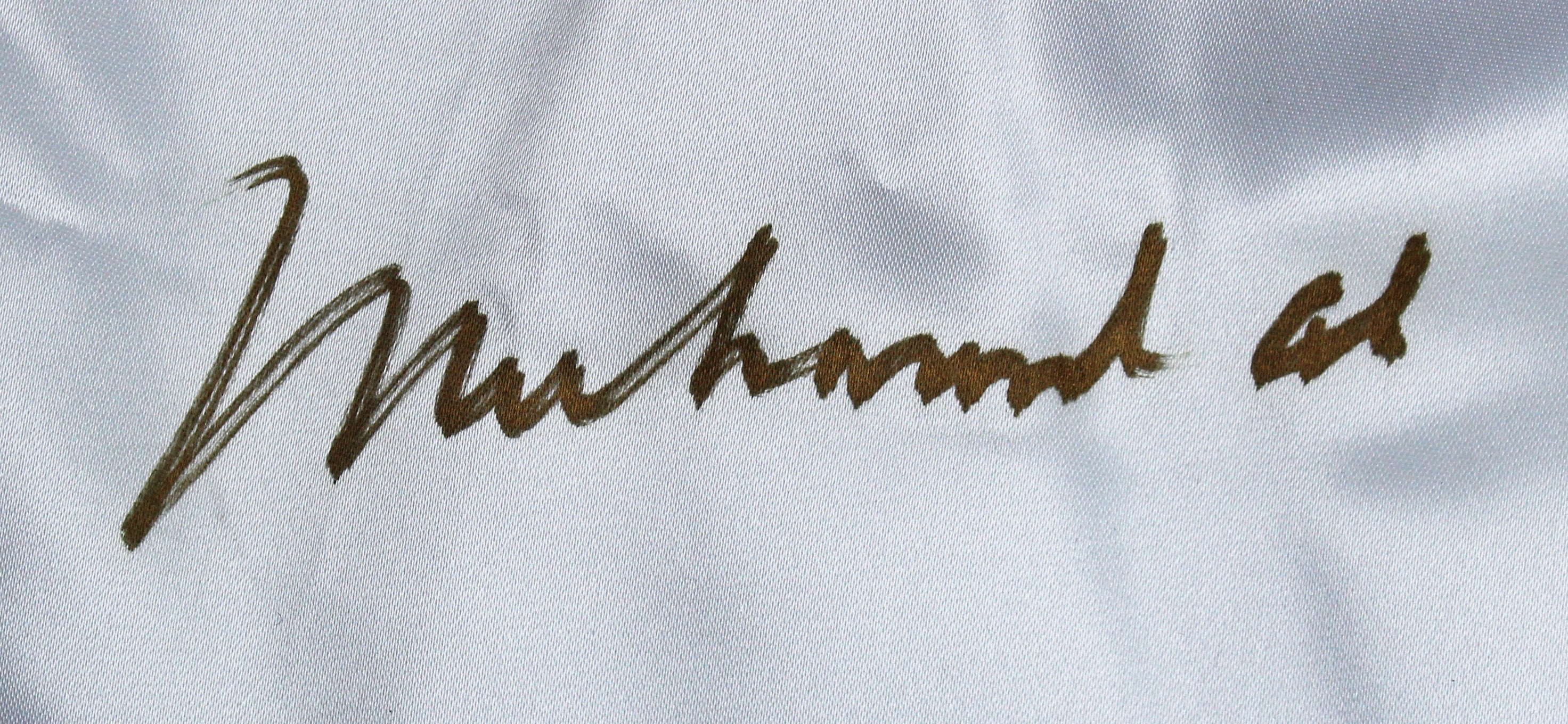 Muhammad Ali Authentic Signed White Everlast Boxing Trunks BAS #AB14662