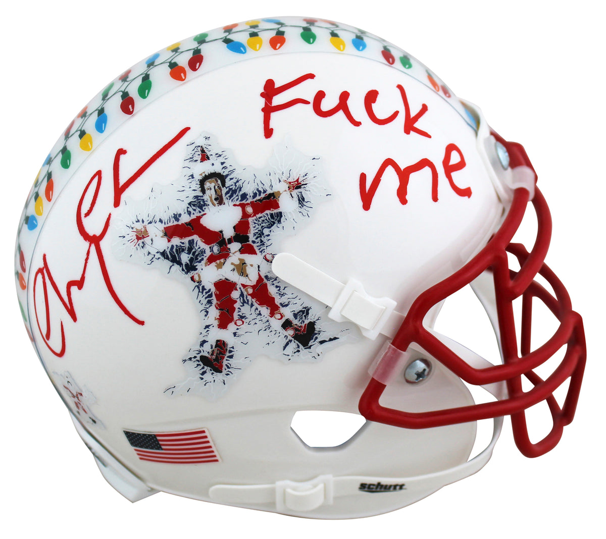 Chevy Chase Christmas Vacation "F*** Me" Signed Schutt Mini Helmet BAS #WM69391