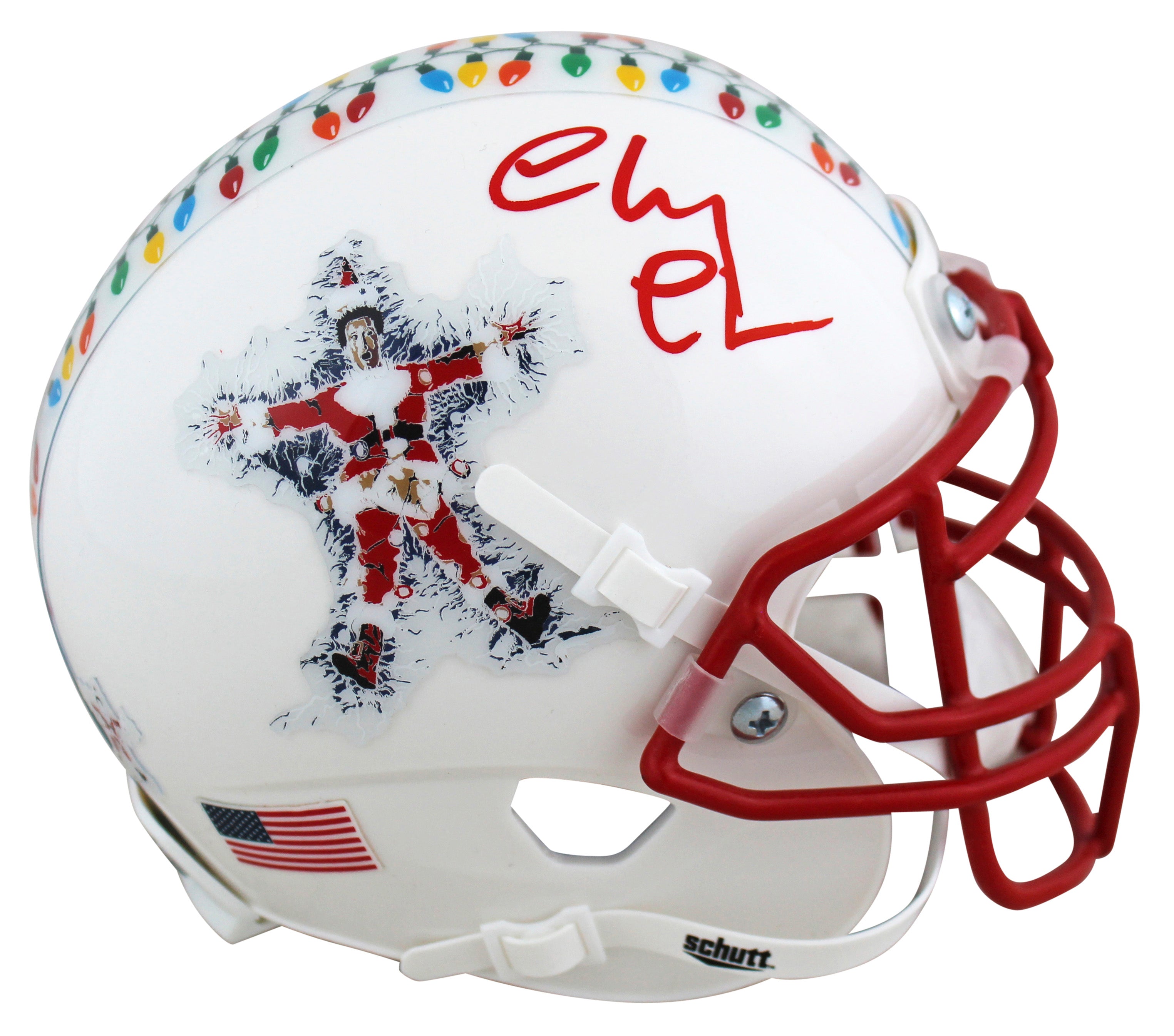 Chevy Chase Christmas Vacation Signed White Schutt Custom Mini Helmet BAS Wit