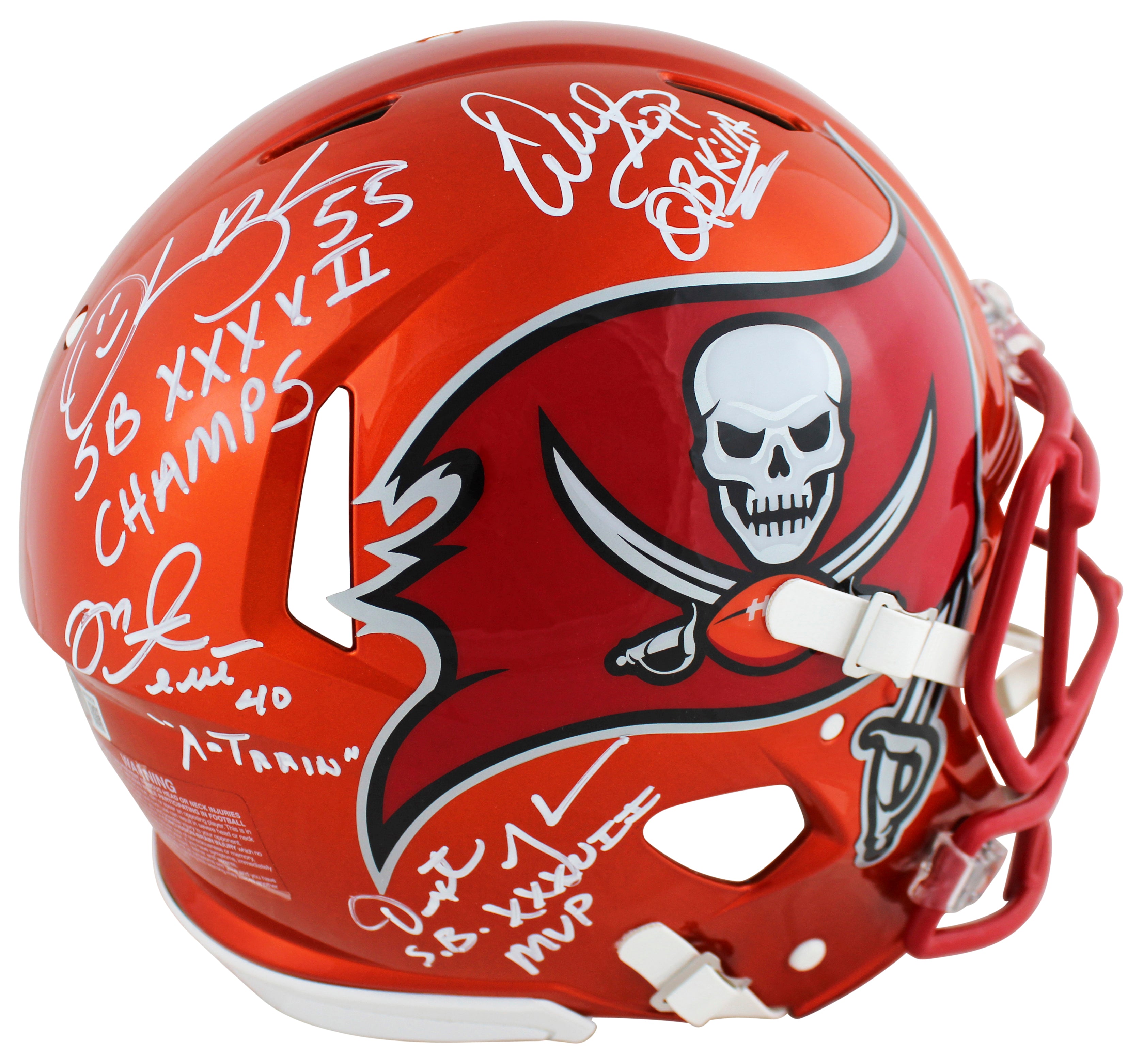Bucs SB 37 Sapp, Brooks, Alstott +1 Signed Flash F/S Speed Proline Helmet BAS W
