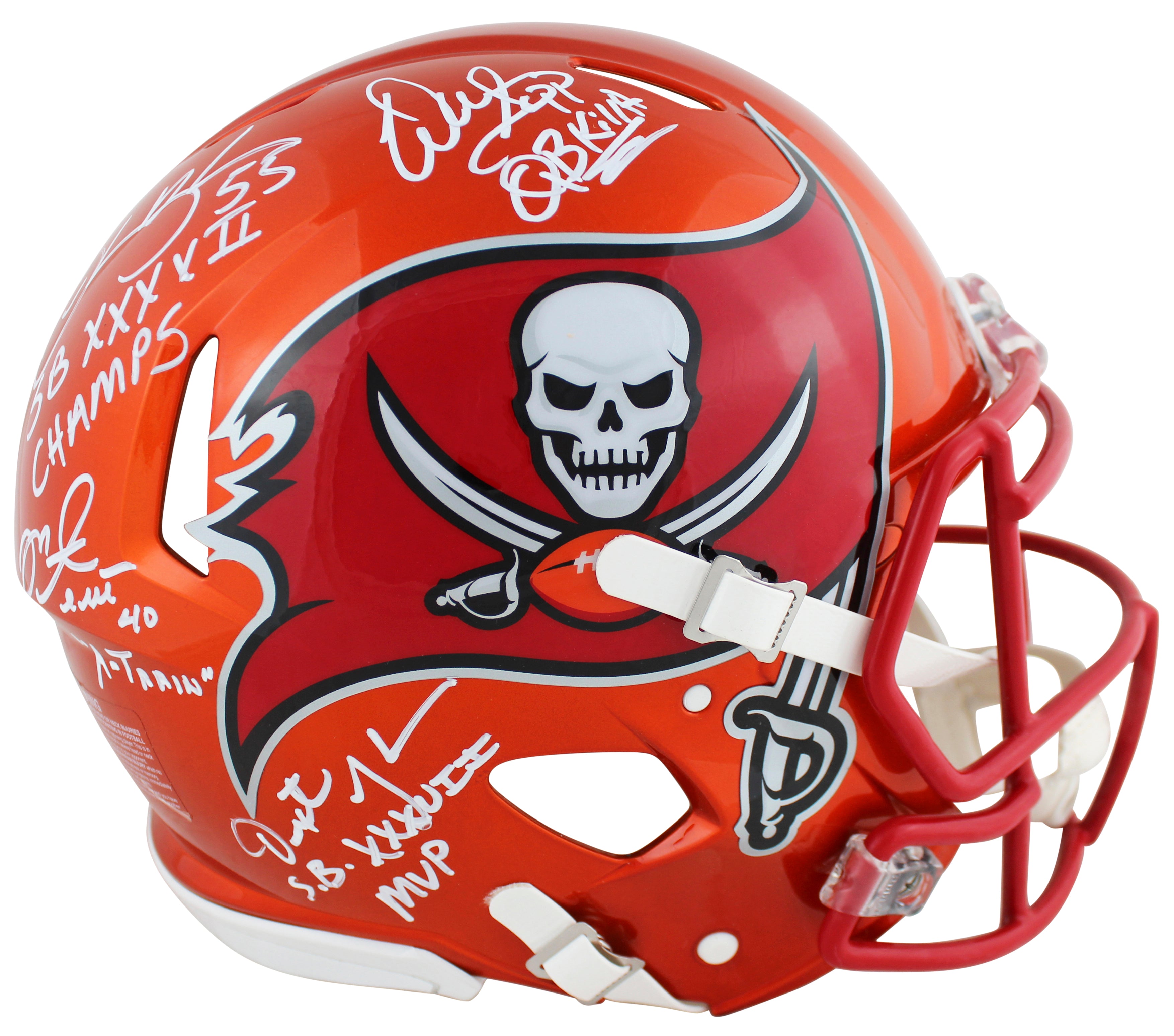 Bucs SB 37 Sapp, Brooks, Alstott +1 Signed Flash F/S Speed Proline Helmet BAS W