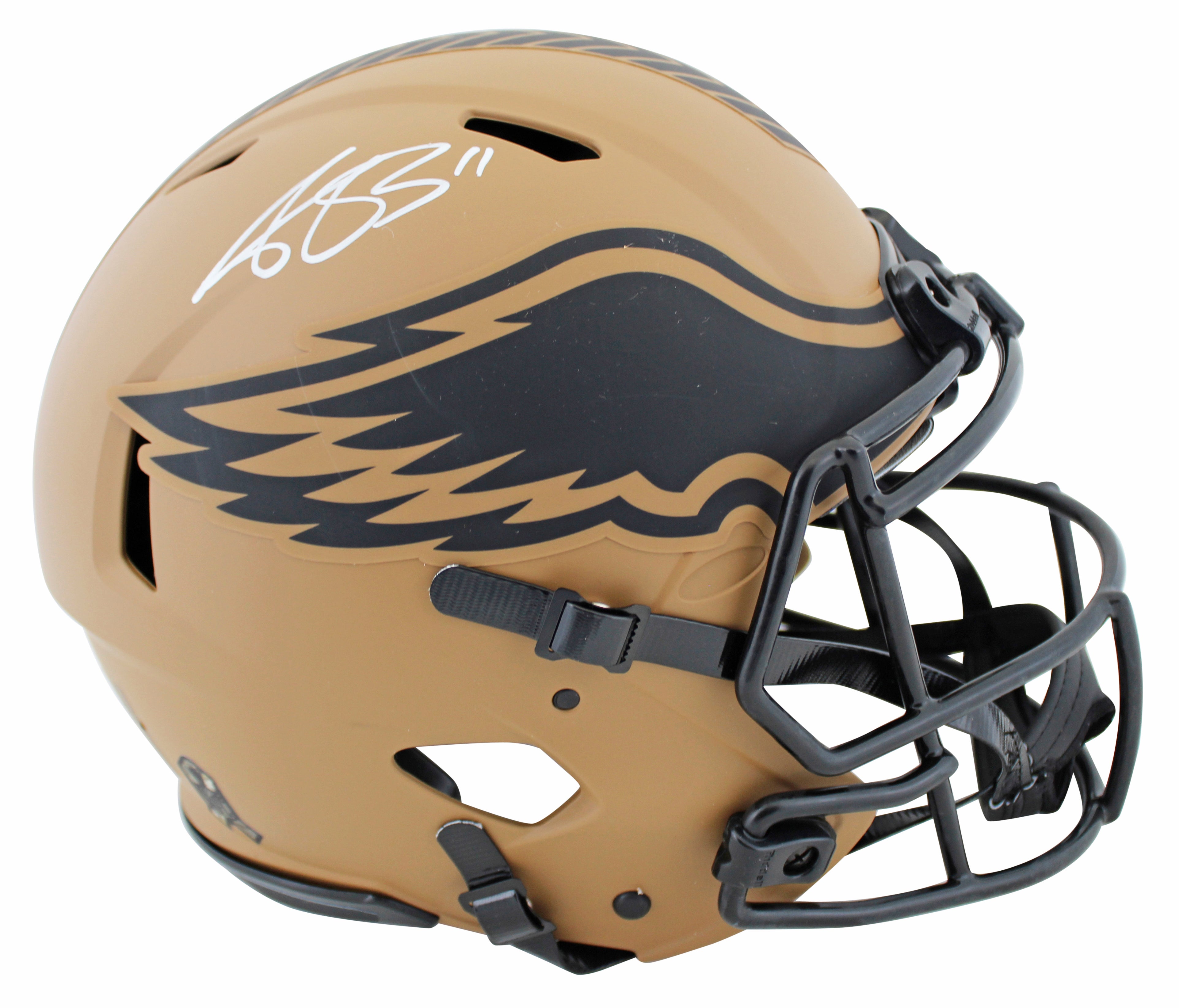 Eagles A.J. Brown Signed STS II Full Size Speed Proline Helmet W/ Case BAS Wit