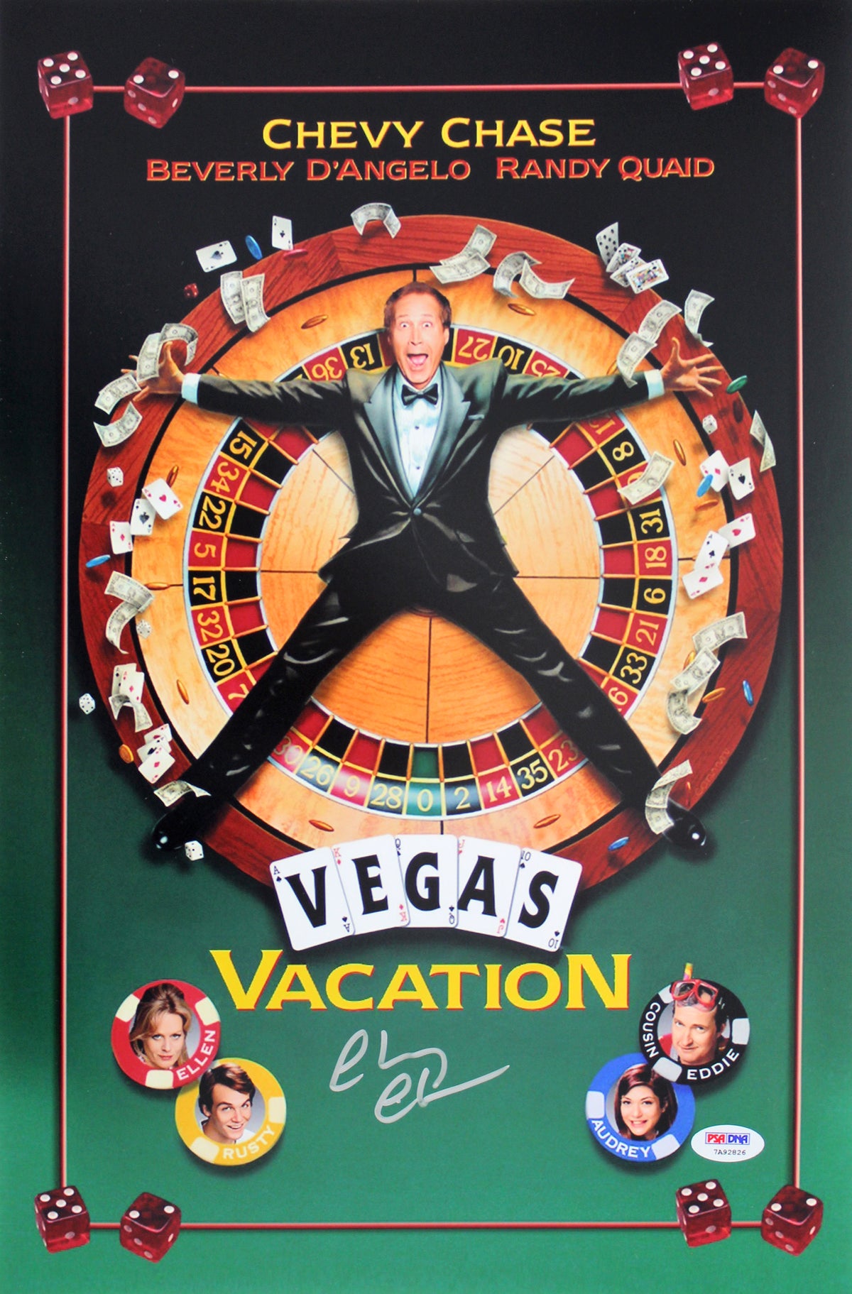 Chevy Chase Vegas Vacation Authentic Signed 12x18 Mini Movie Poster PSA/DNA Itp