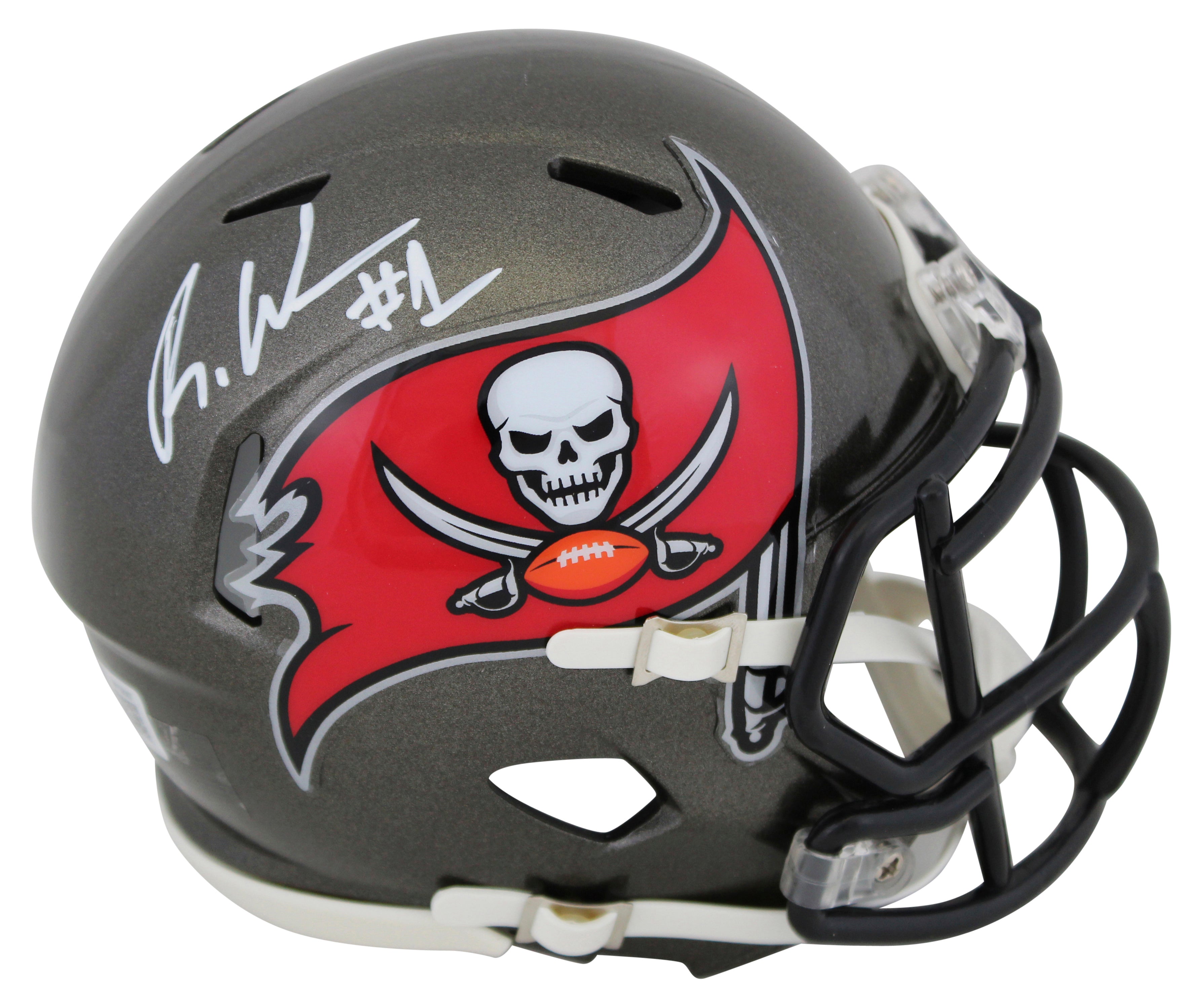 Buccaneers Rachaad White Authentic Signed Speed Mini Helmet W/ Case BAS Witness