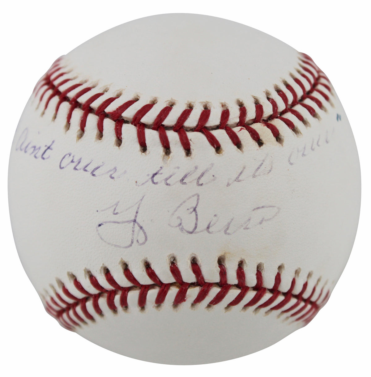 Yankees Yogi Berra "It Aint Over Till Its Over" Signed Oml Baseball BAS #BN00175