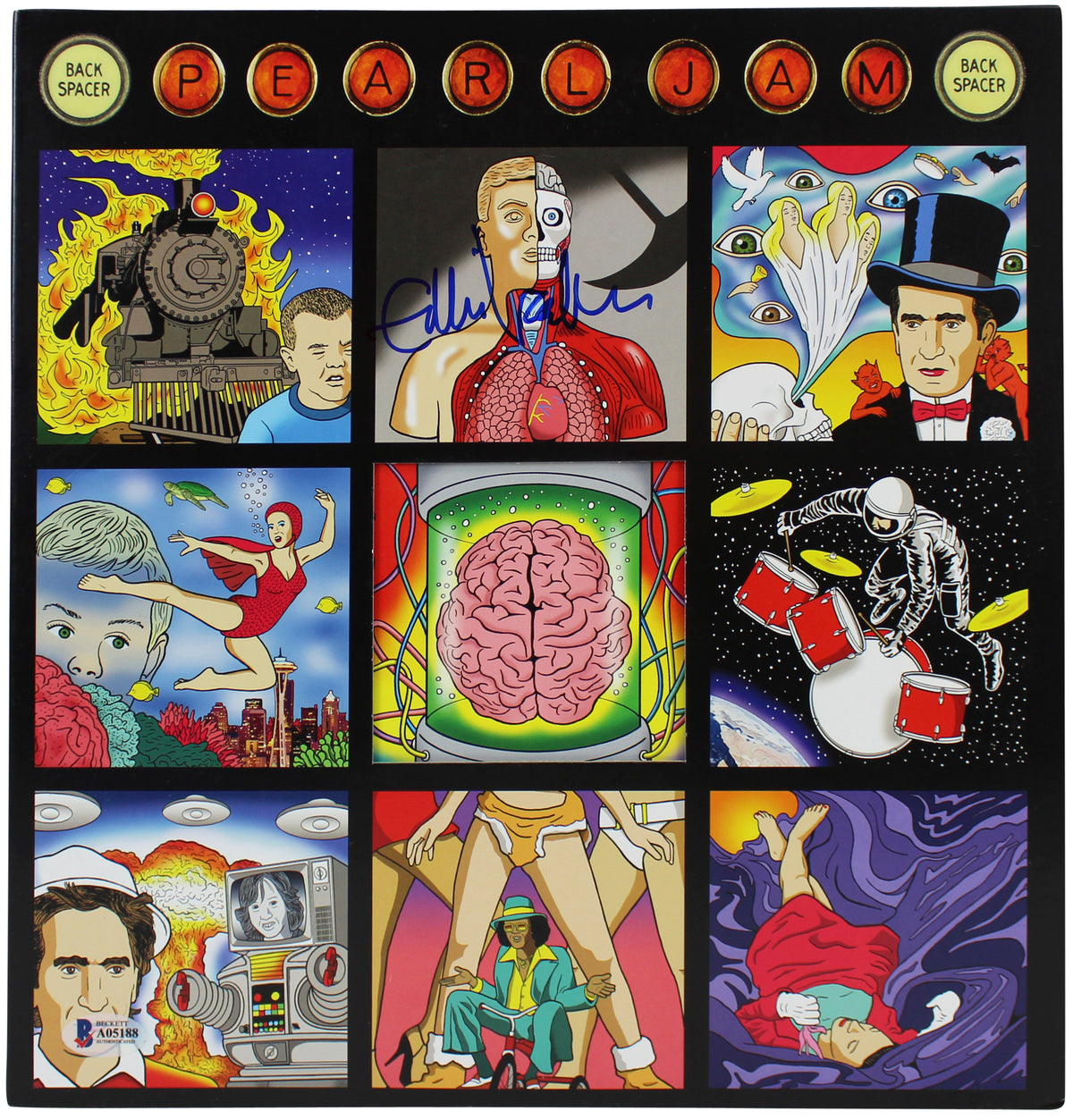 Eddie Vedder Pearl Jam Signed Backspacer Album Cover W/ Vinyl BAS #A05188