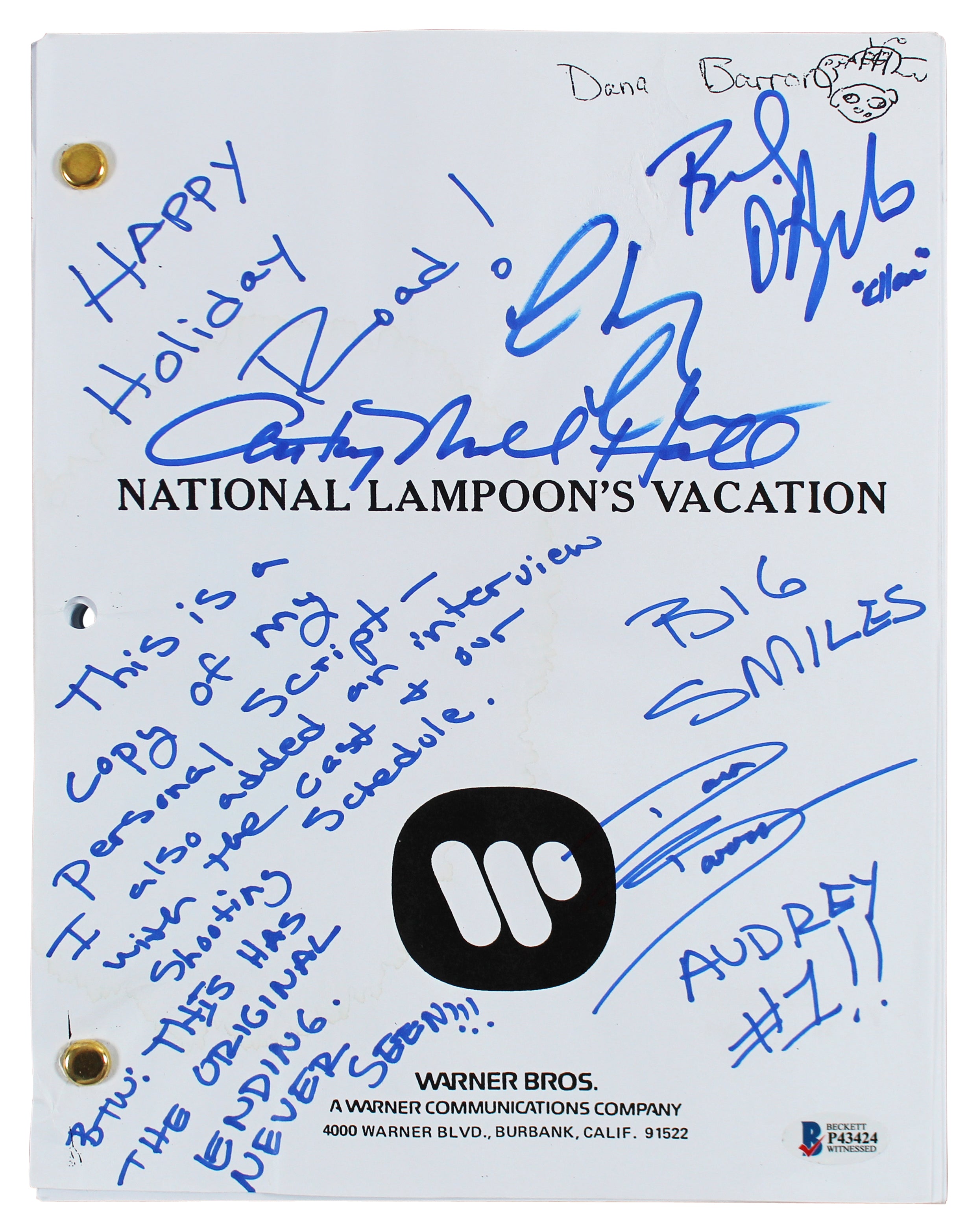 Vacation (4) Chase, D'Angelo, Hall & Baron Signed Movie Script BAS Wit #P43424