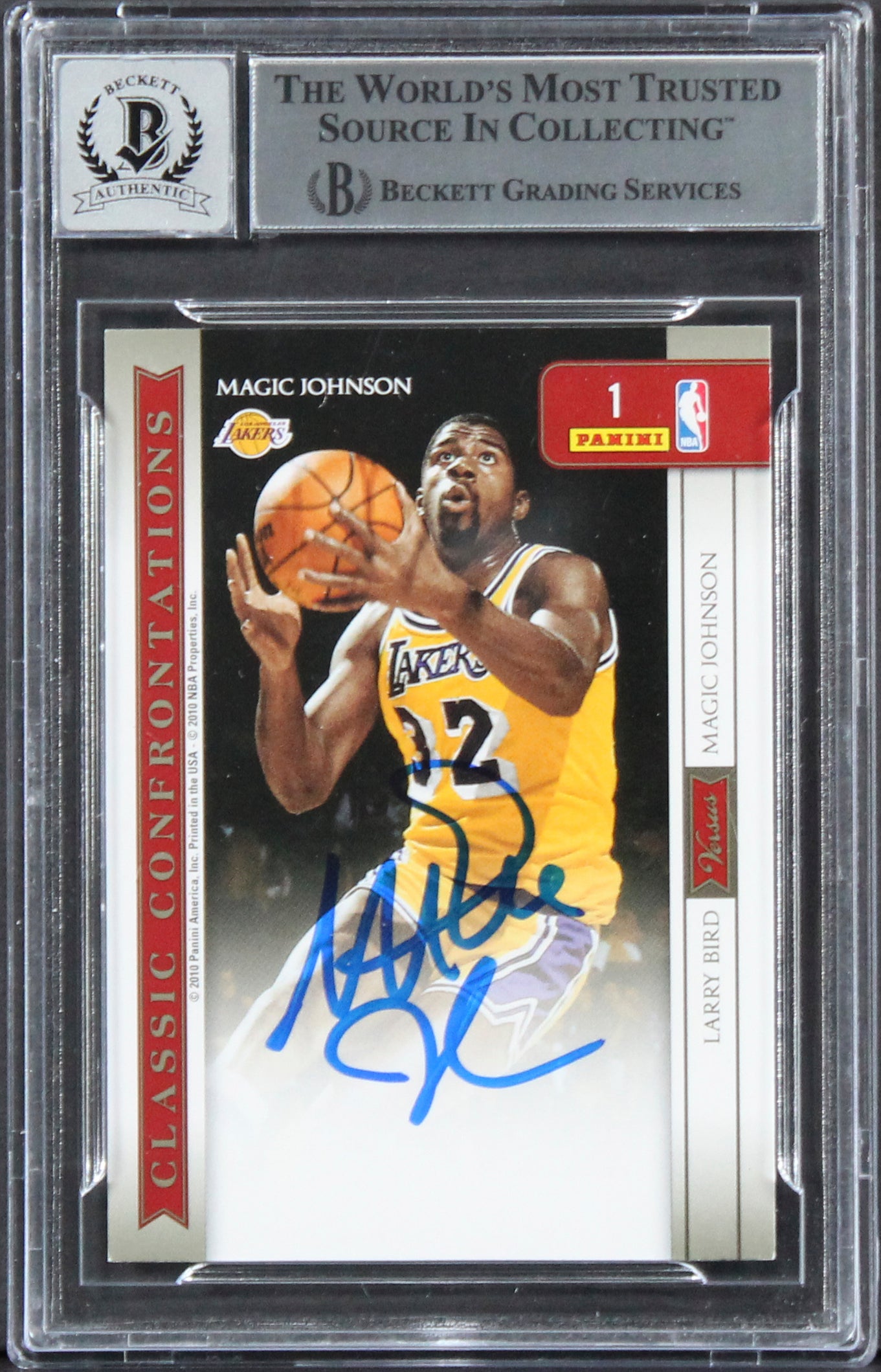 Larry Bird & Magic Johnson Signed 2009 Classics #1 Card Auto 10! BAS Slabbed