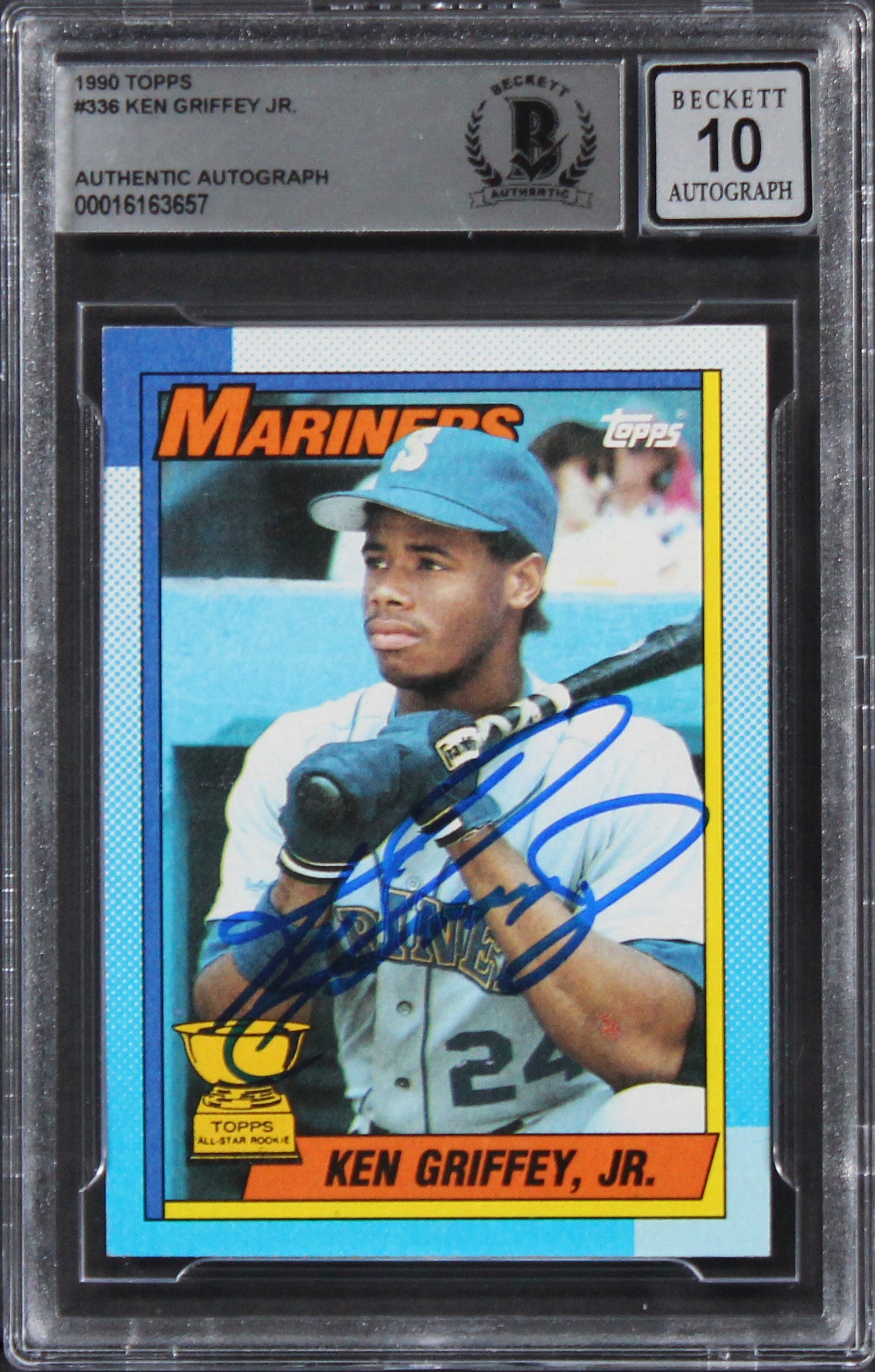 Mariners Ken Griffey Jr. Signed 1991 Topps #336 Card Auto 10! BAS Slabbed