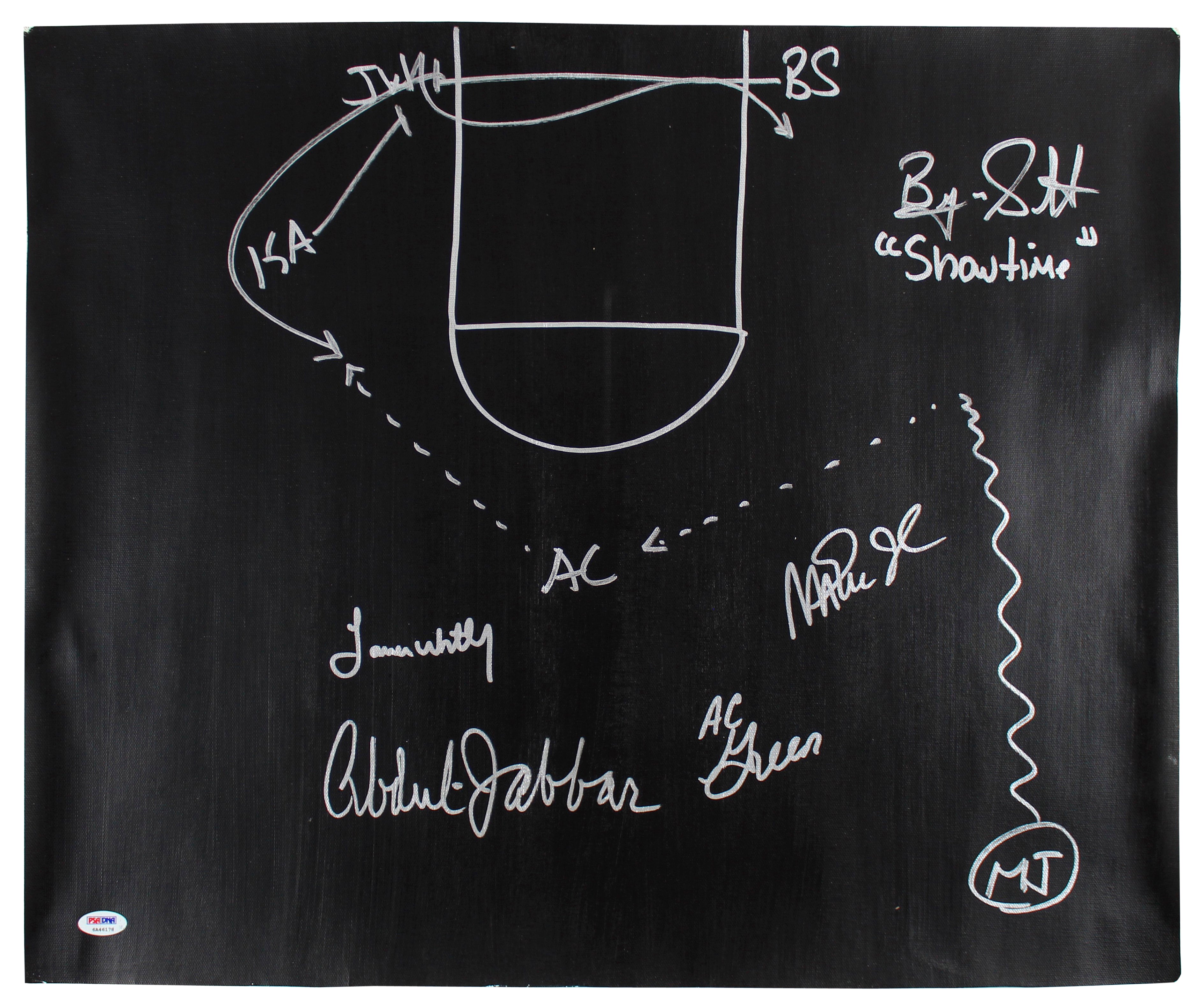 Showtime Lakers (5) Signed 20x24 Canvas W/ Hand Drawn 'Sideline Play' PSA ITP