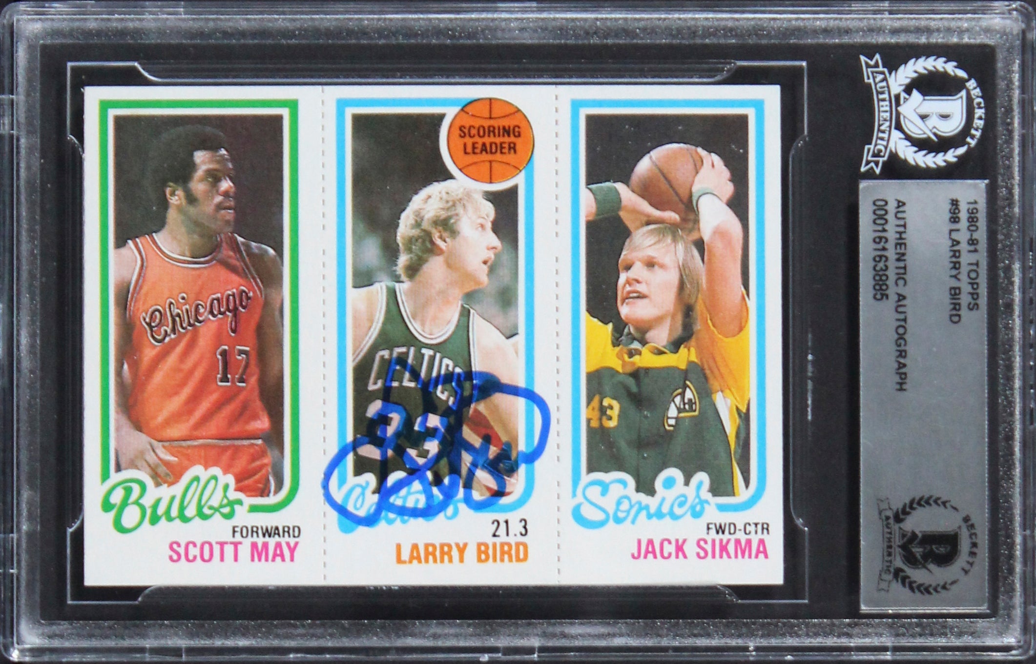 Celtics Larry Bird Authentic Signed 1980 Topps #98 Card BAS Slabbed 1
