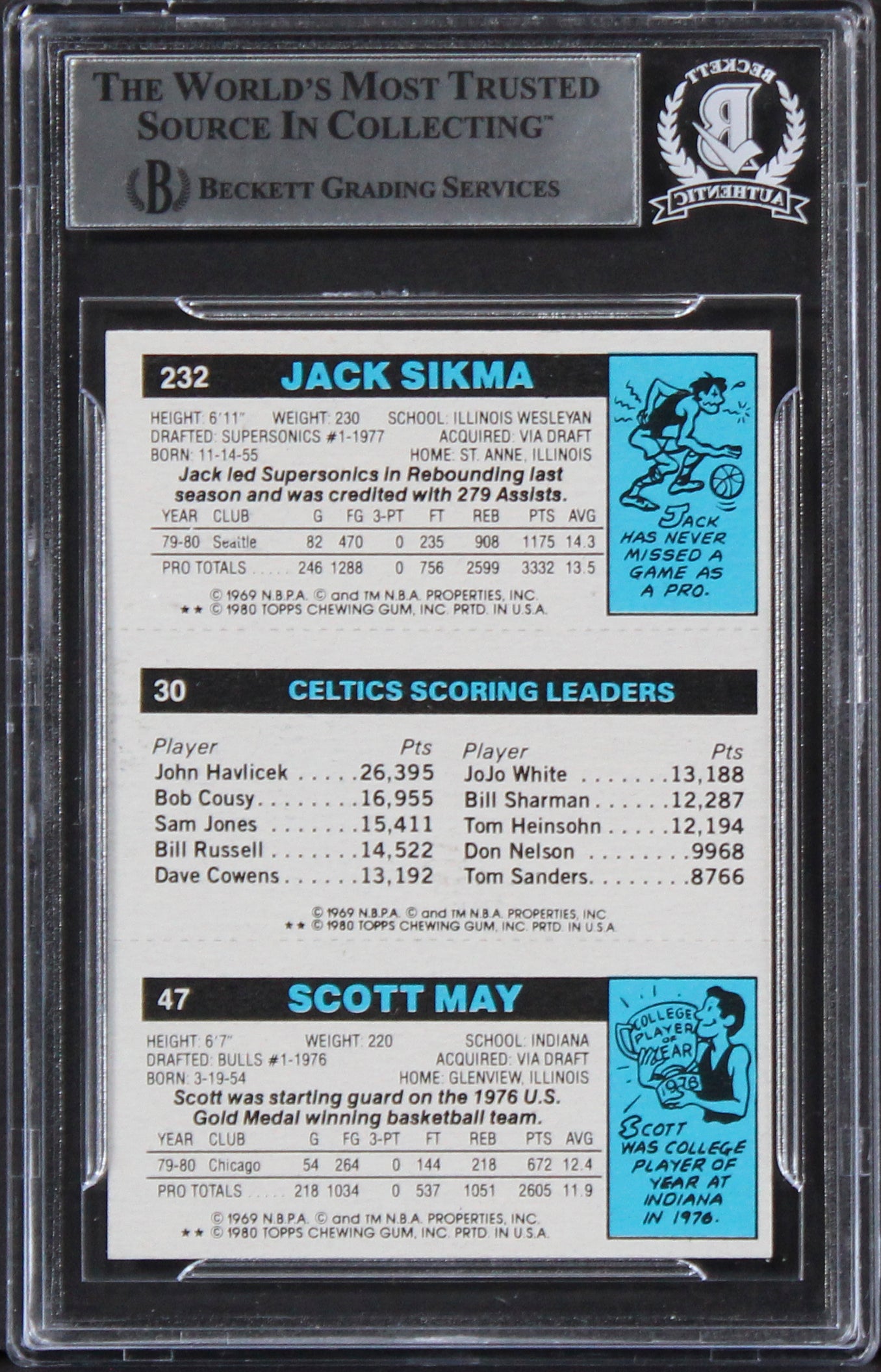 Celtics Larry Bird Authentic Signed 1980 Topps #98 Card BAS Slabbed 1