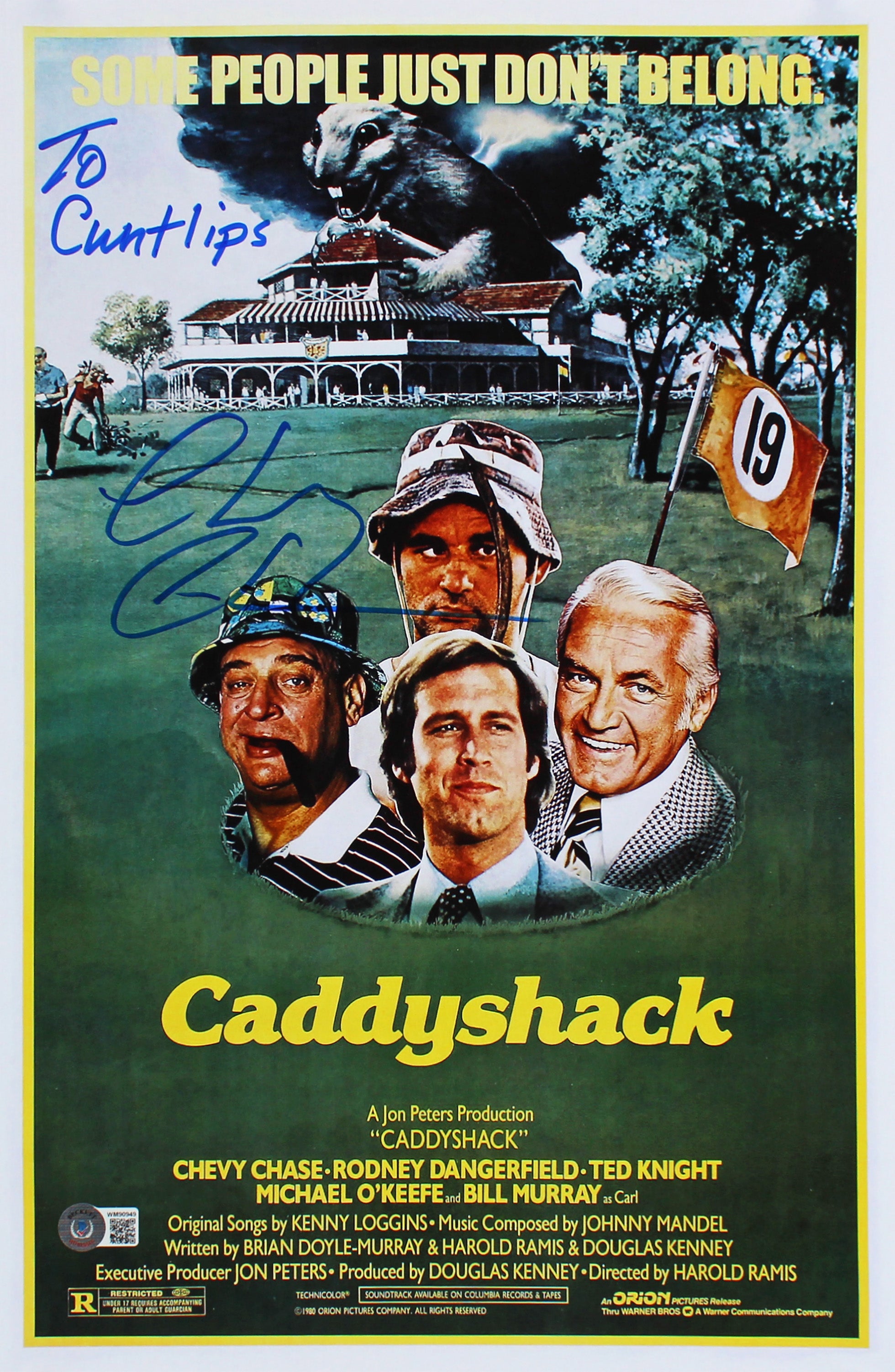 Chevy Chase Caddyshack "To C***lips" Authentic Signed 12x18 Photo BAS Witnessed