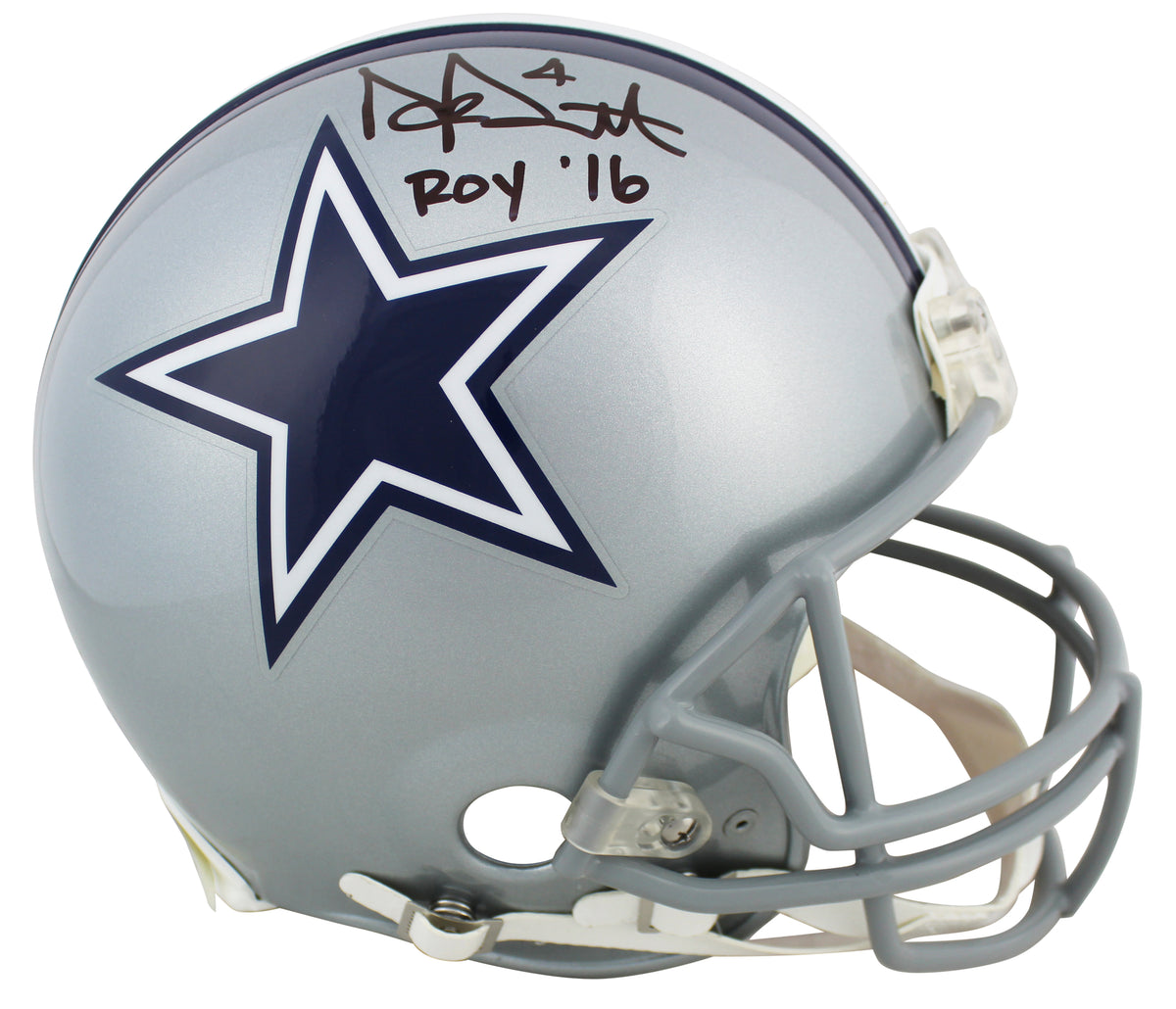 Cowboys Dak Prescott "ROY 2016" Signed Proline Full Size Helmet BAS Witnessed