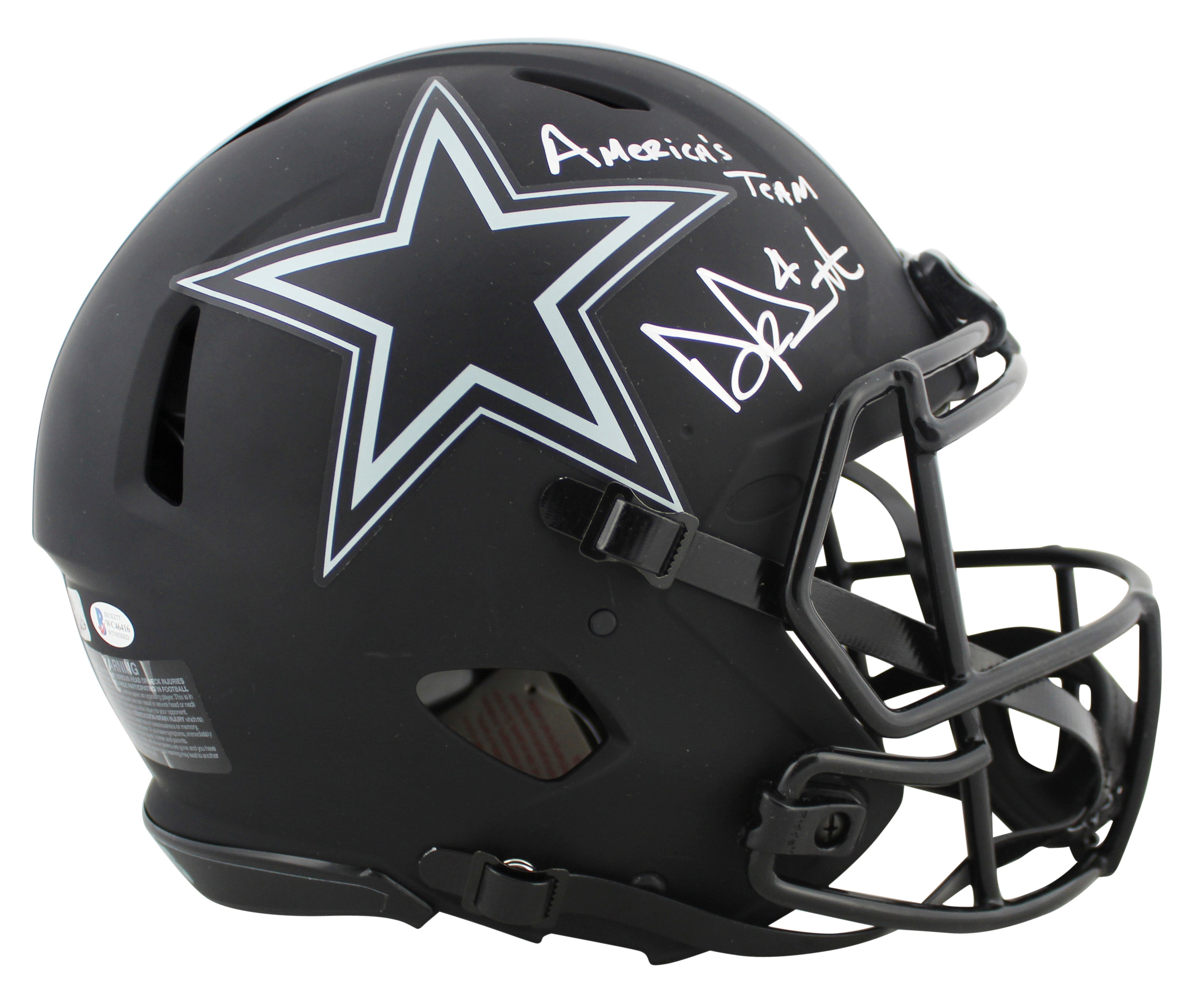 Cowboys Dak Prescott America's Team Signed Eclipse Proline F/S Speed Helmet BAS