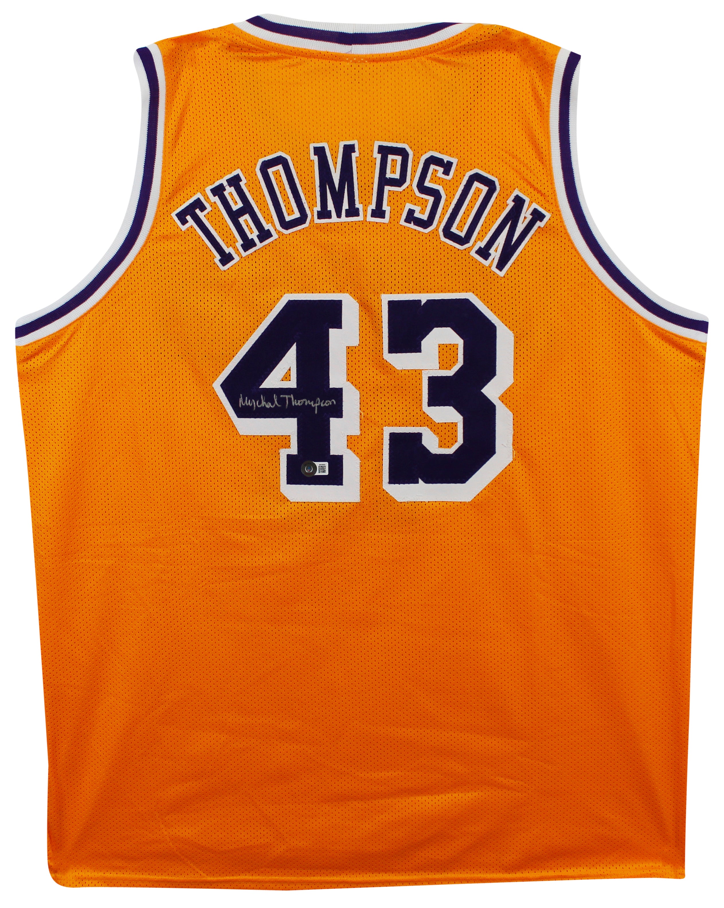 Mychal Thompson Authentic Signed Yellow Pro Style Jersey Autographed BAS Witness