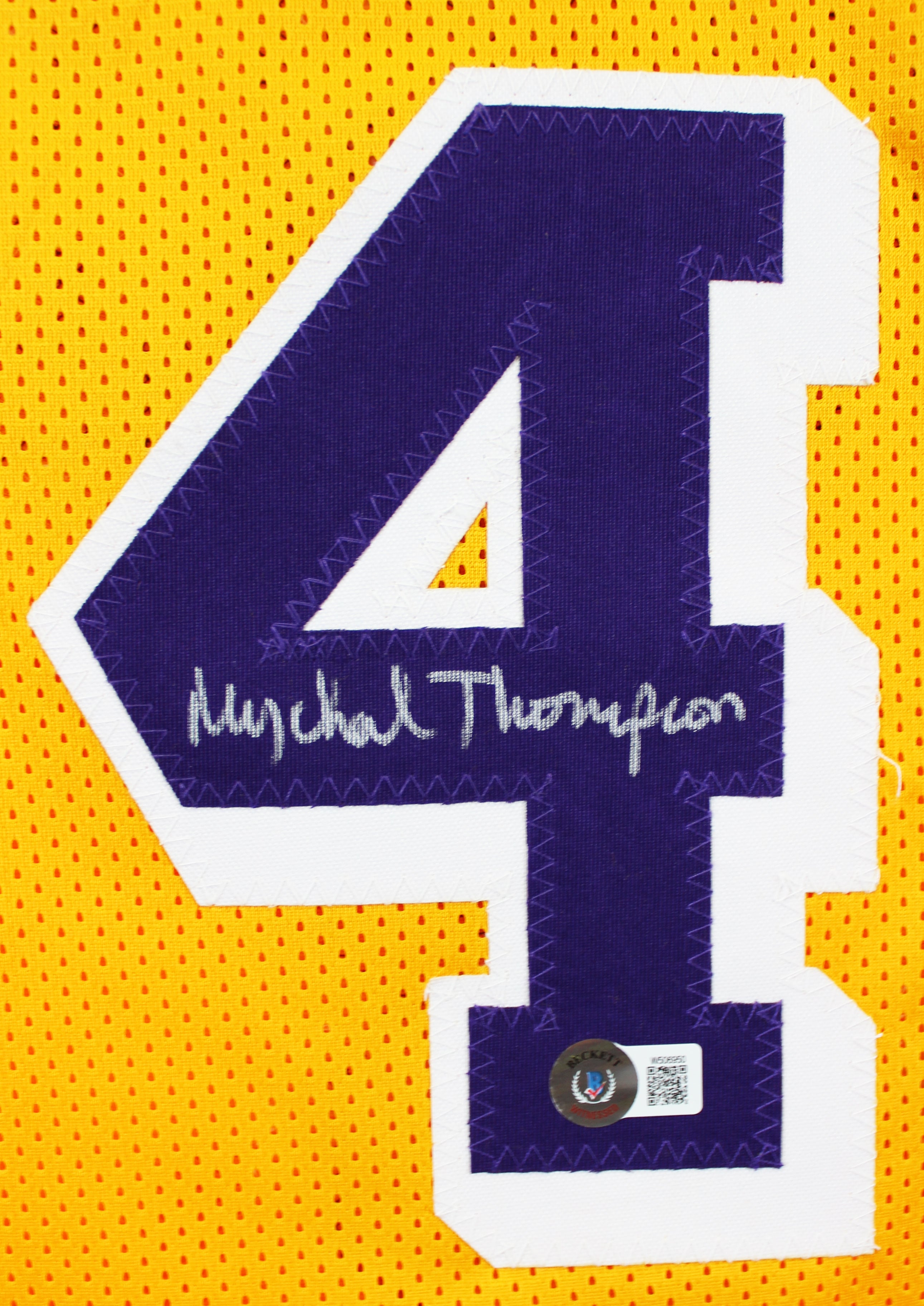 Mychal Thompson Authentic Signed Yellow Pro Style Jersey Autographed BAS Witness