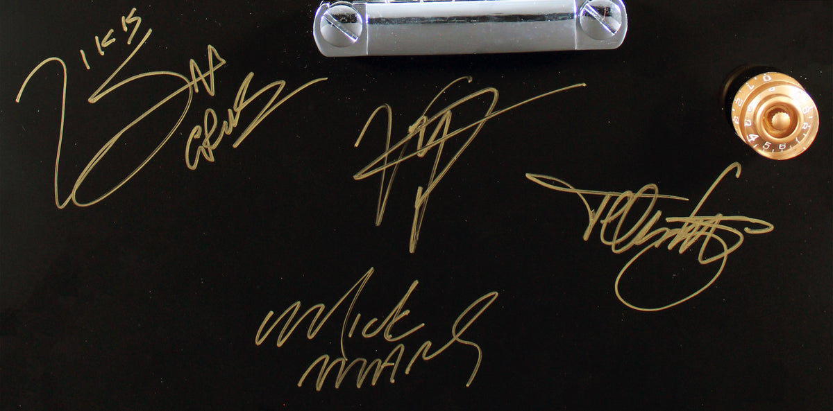 Motley Crue (4) Sixx, Lee, Neil & Mars Signed Black Electric Guitar PSA #AE07570