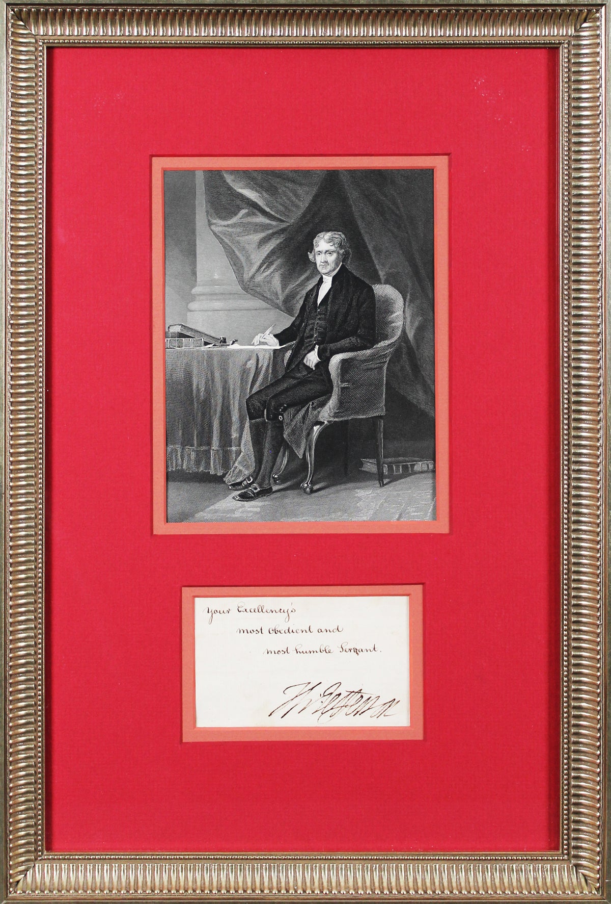Thomas Jefferson Authentic Signed & Framed 2.5x4 Cut Signature JSA #YY10646