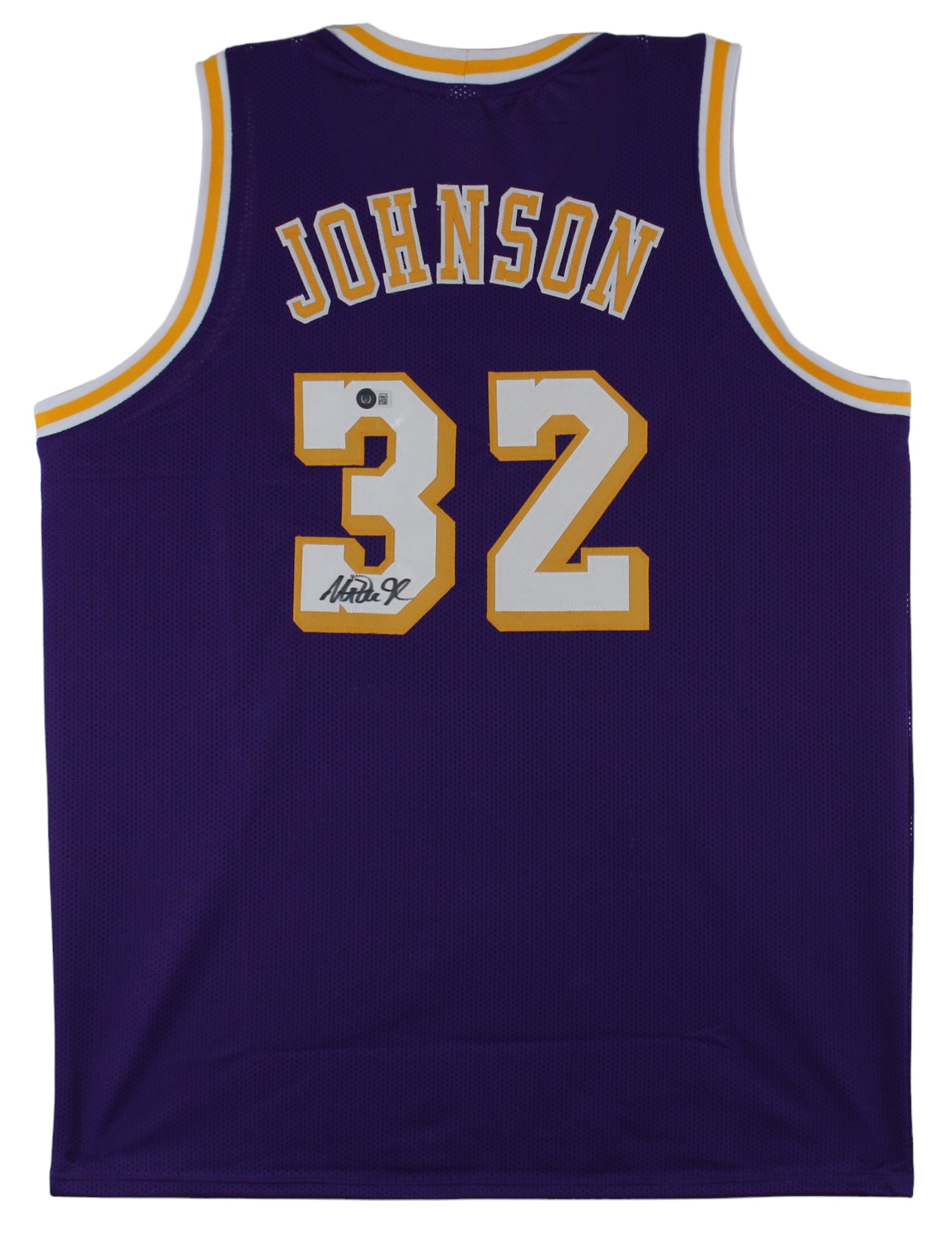 Magic Johnson Authentic Signed Purple Pro Style Jersey BAS Witnessed