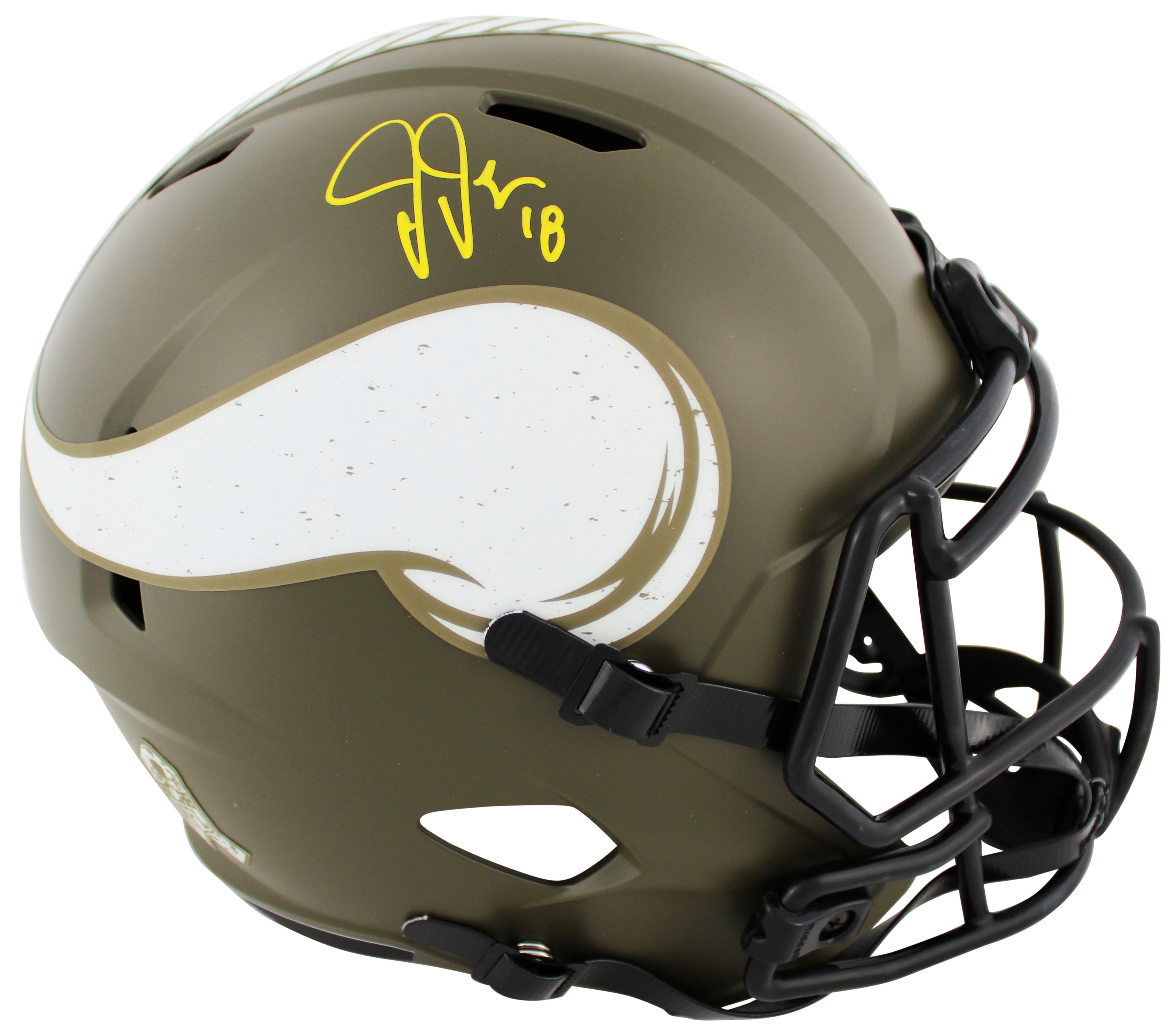 Vikings Justin Jefferson Signed Salute To Service F/S Speed Rep Helmet BAS Wit 2