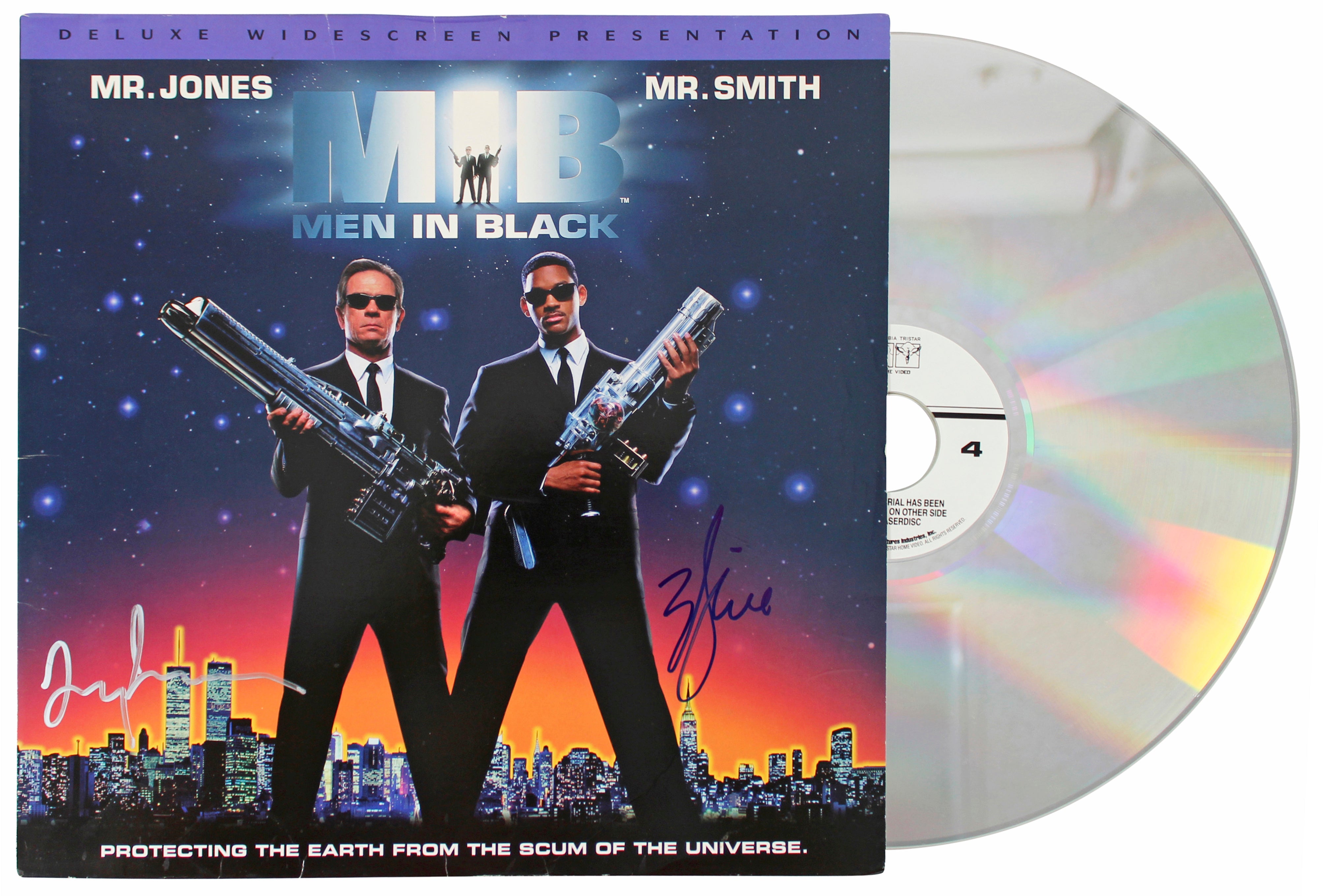 Will Smith & Tommy Lee Jones MIB Signed Laserdisc Cover W/Disk BAS #AA01513