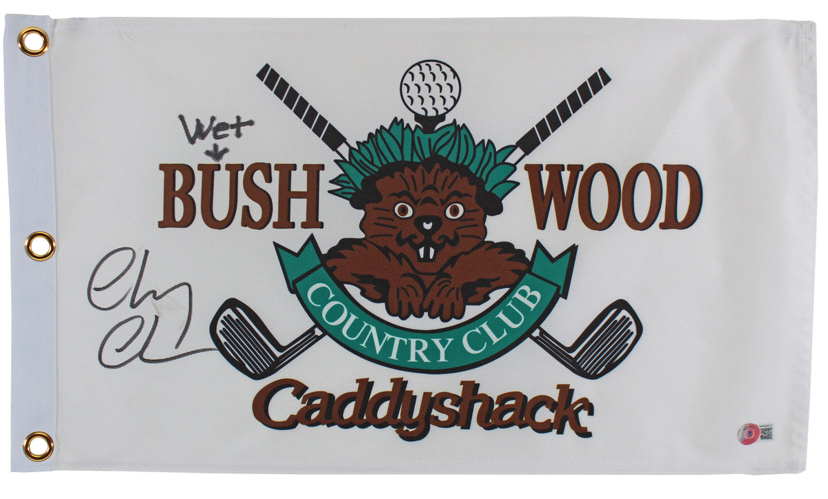 Chevy Chase "Wet" Authentic Signed Bushwood Country Club Pin Flag BAS Witnessed