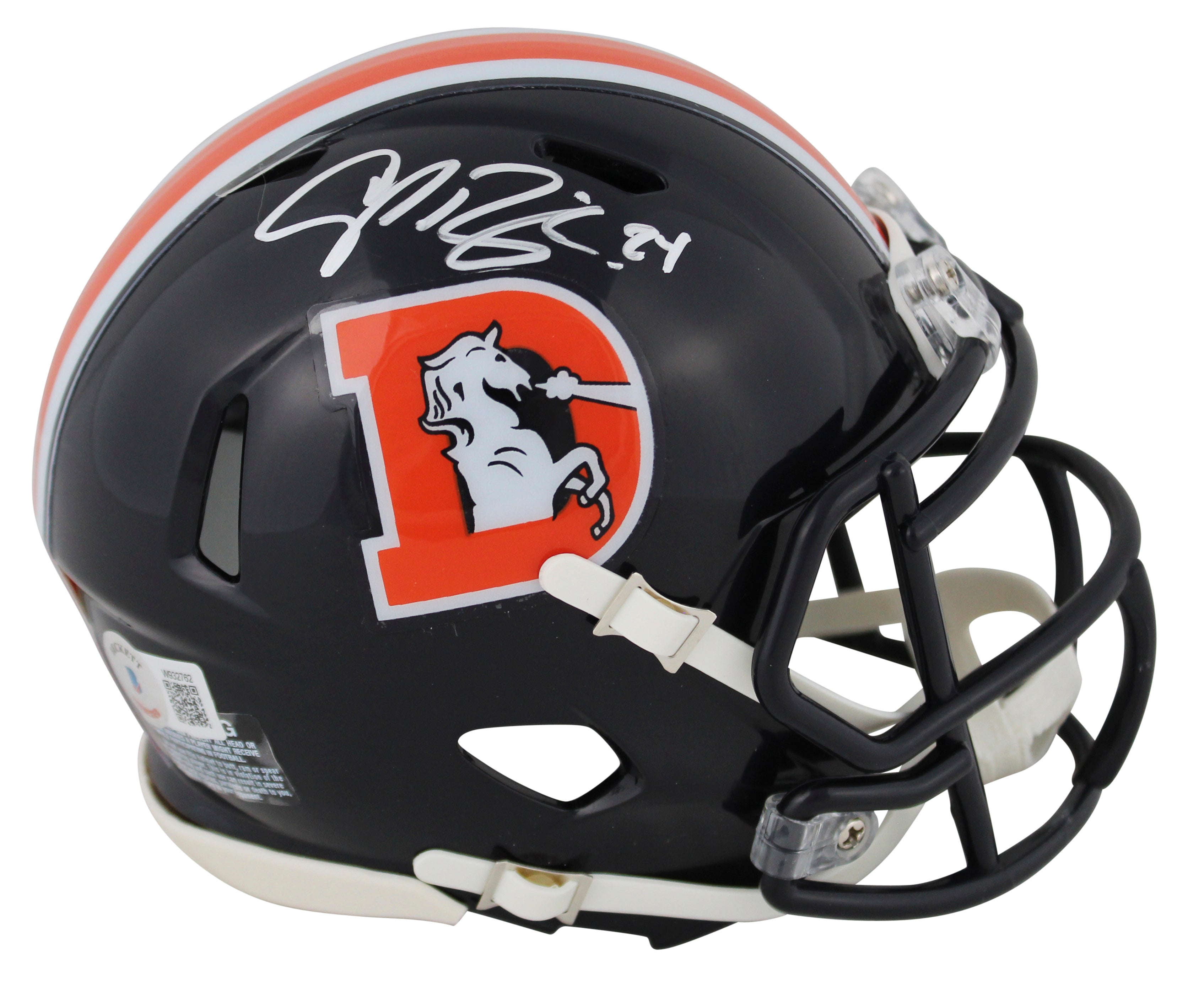 Broncos Champ Bailey Authentic Signed Color Rush Speed Mini Helmet BAS Witnessed