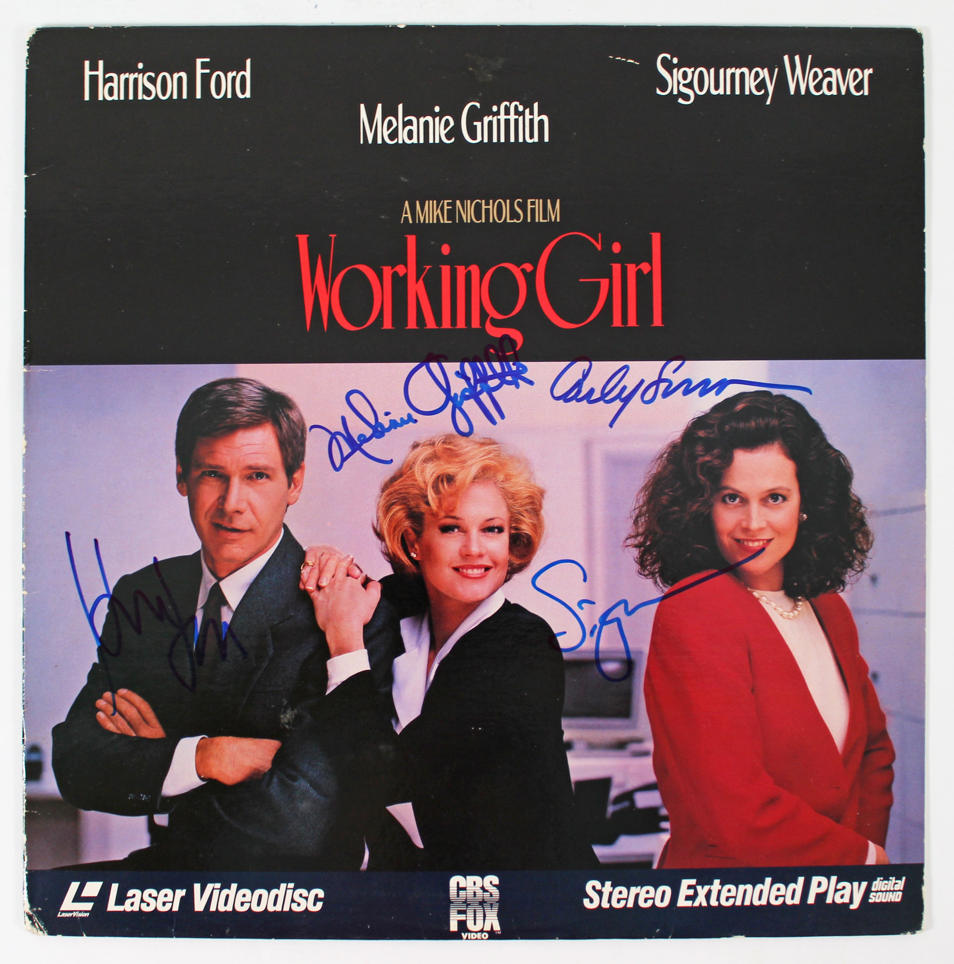 Working Girl (4) Ford, Weaver, Griffith & Simon Signed Laserdisc Cover BAS