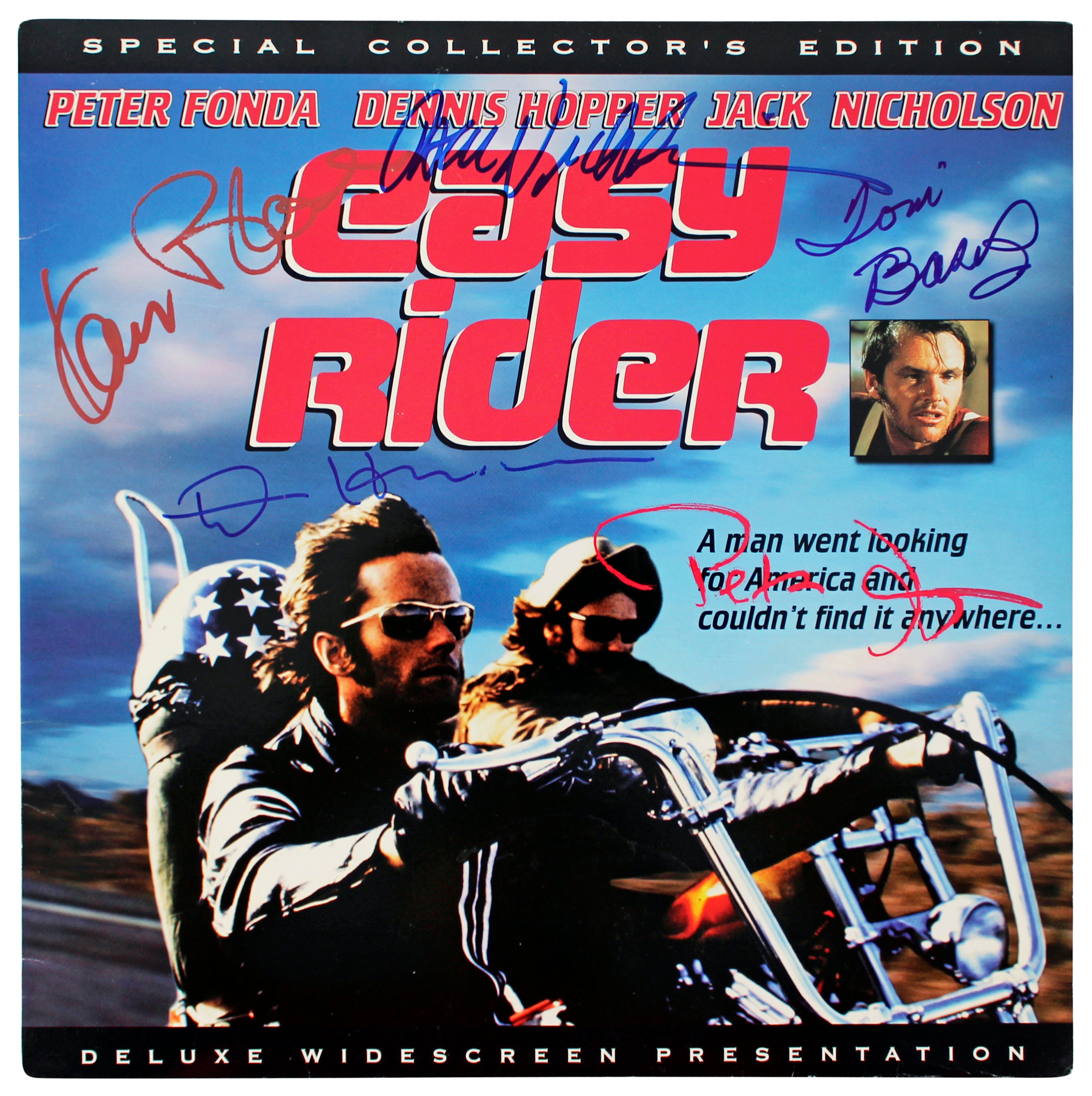 Easy Rider (5) Nicholson, Fonda, Hopper +2 Signed Laserdisc Cover W/Disk BAS
