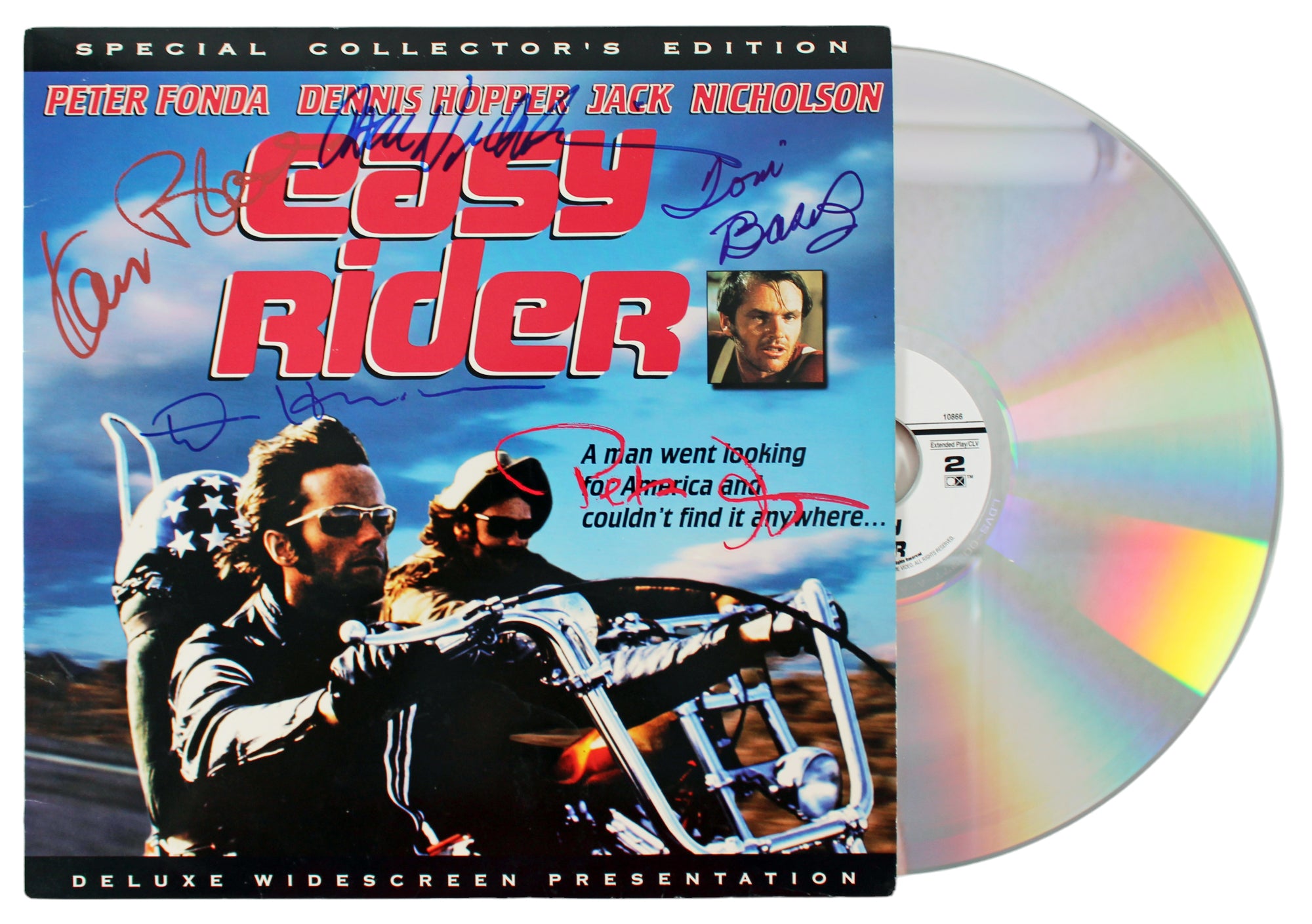 Easy Rider (5) Nicholson, Fonda, Hopper +2 Signed Laserdisc Cover W/Disk BAS