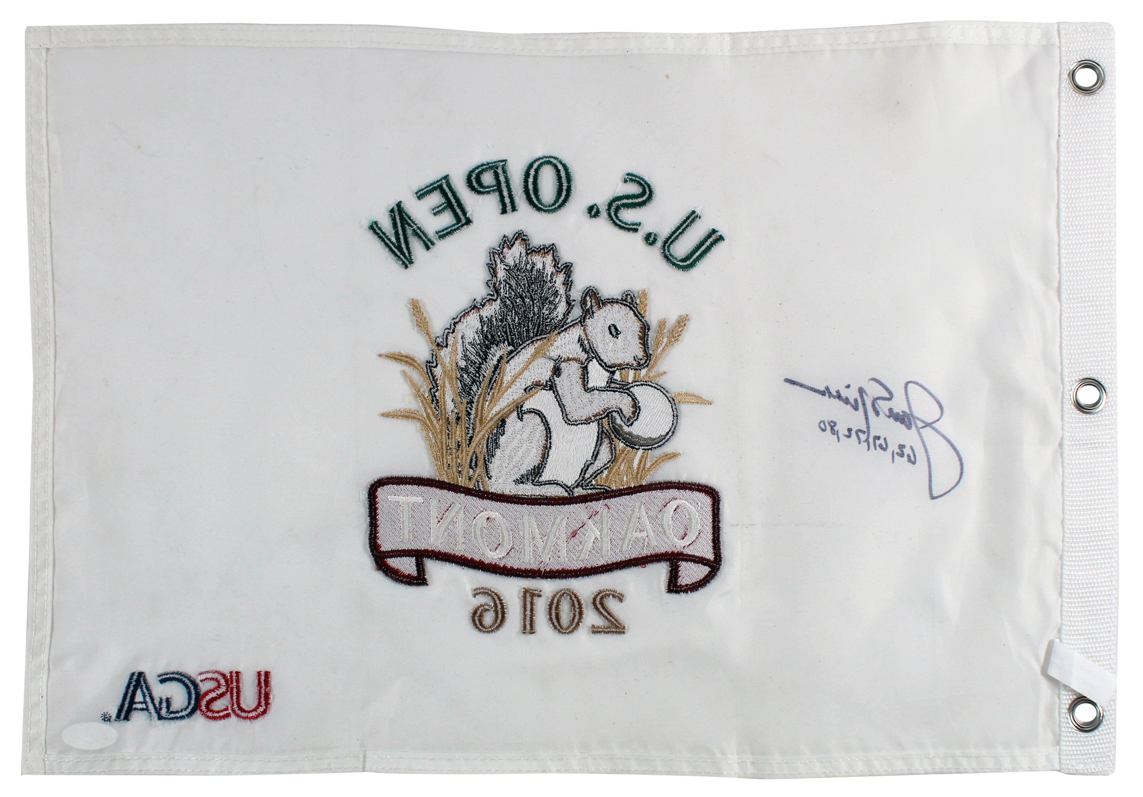 Jack Nicklaus "62, 67, 72, 80" Signed 2016 U.S. Open Pin Flag JSA #XX33461