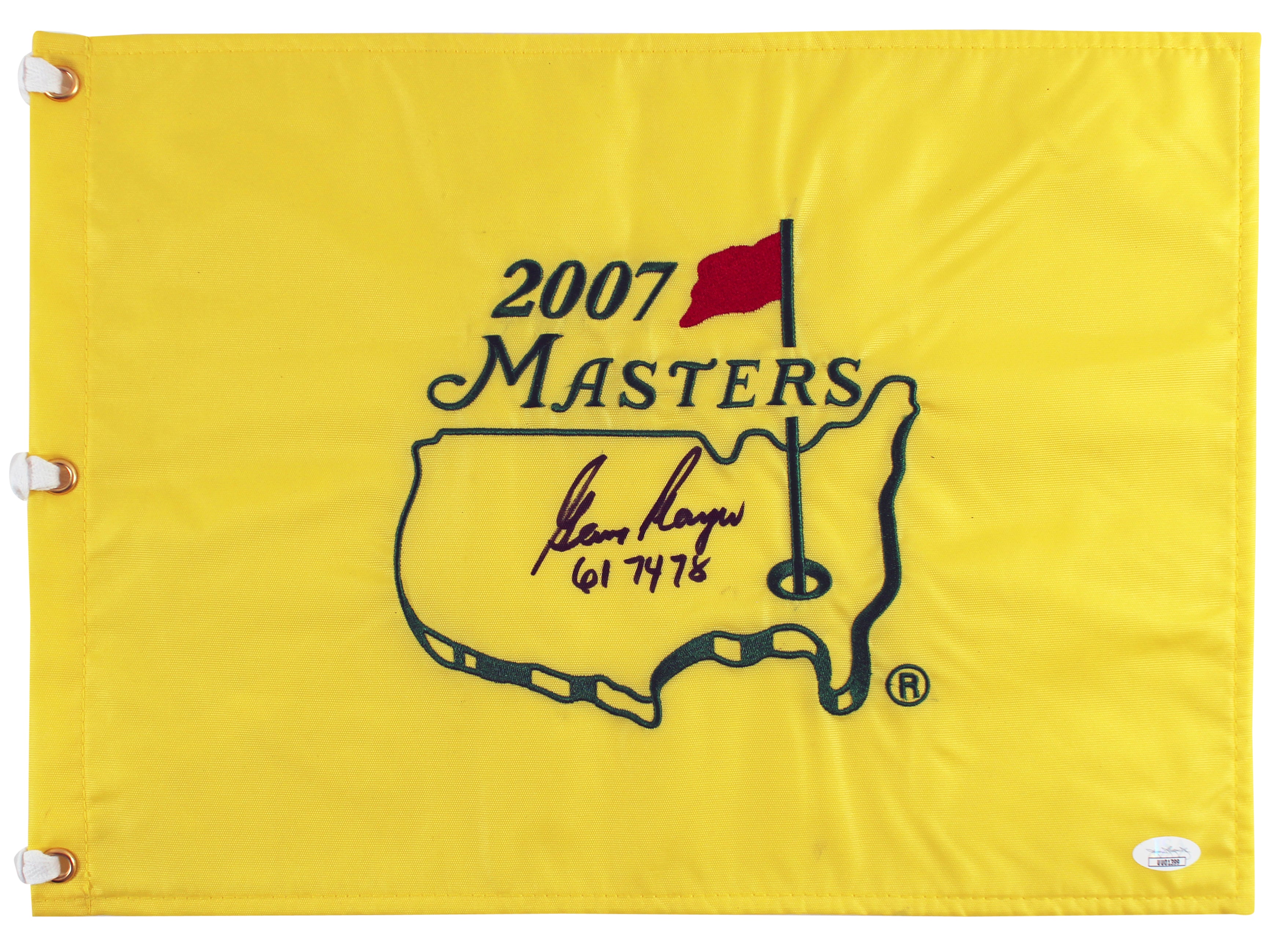 Gary Player "61 74 78" Authentic Signed 2007 Masters Pin Flag JSA #UU01399