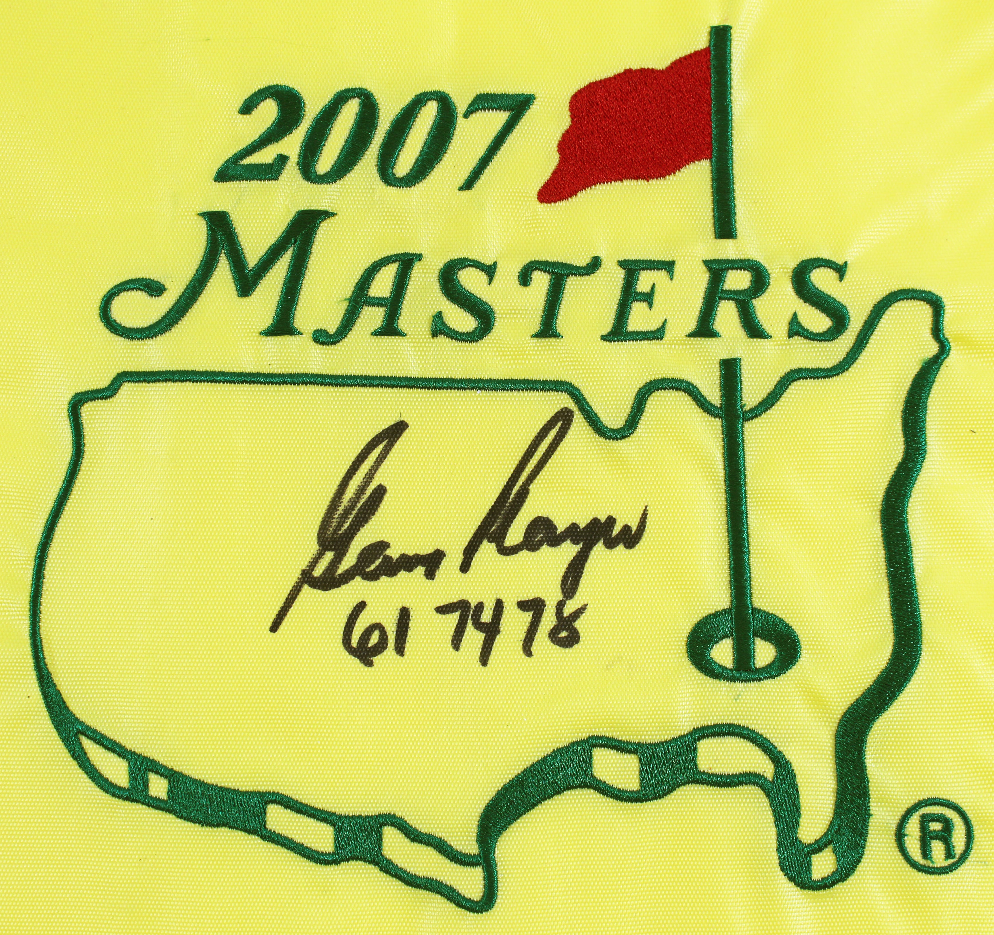 Gary Player "61 74 78" Authentic Signed 2007 Masters Pin Flag JSA #UU01399