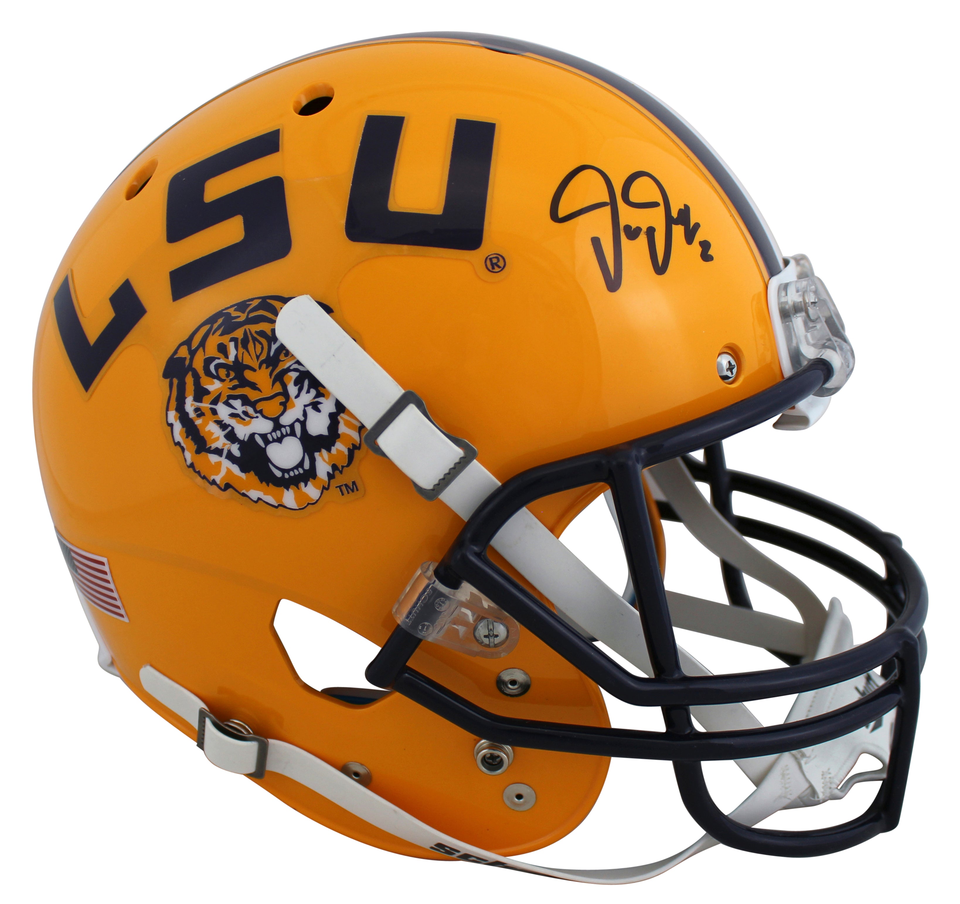 LSU Justin Jefferson Signed Yellow Schutt Full Size Rep Helmet BAS Witnessed