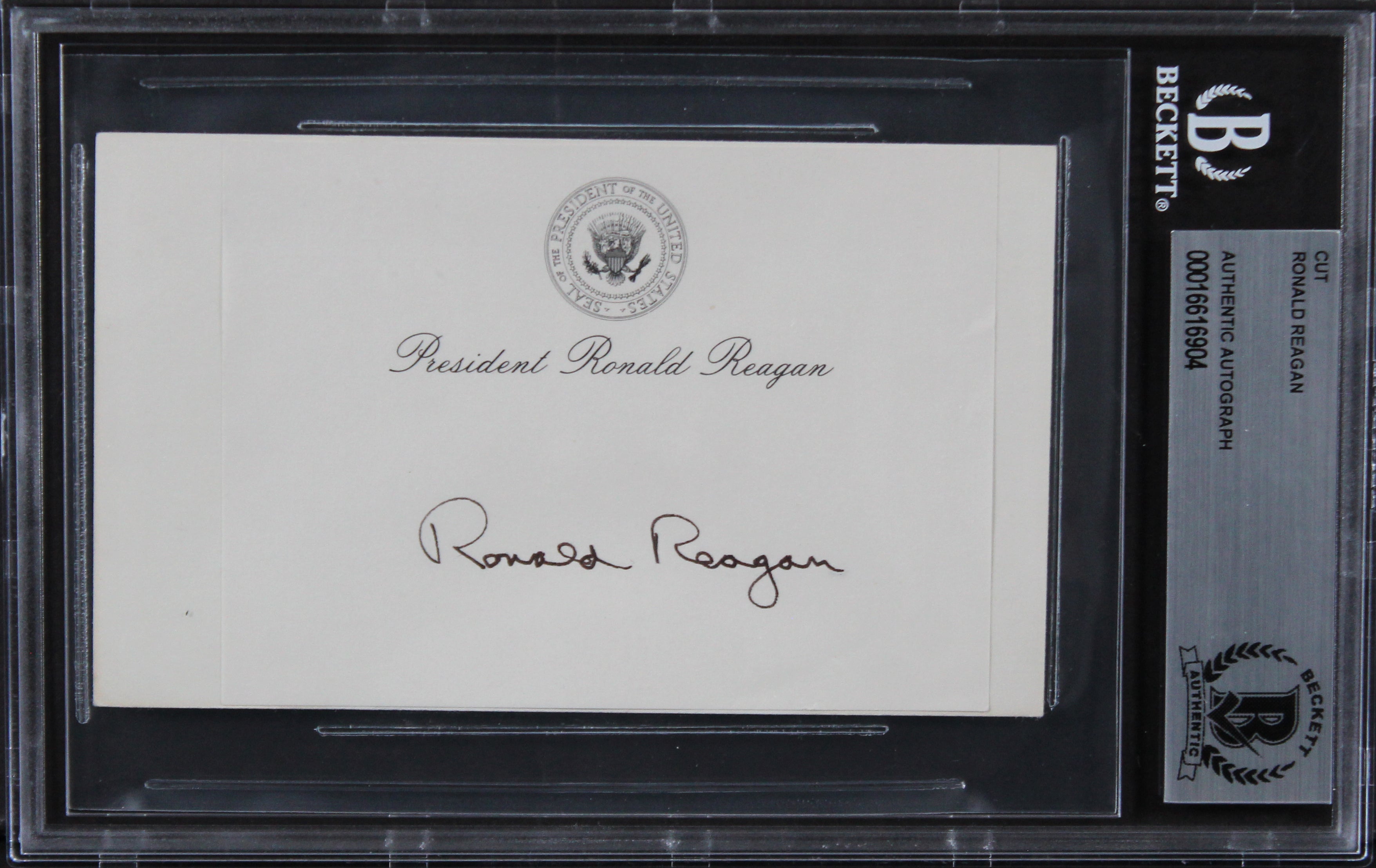 Ronald Reagan Authentic Signed 3x4.5 Cut Signature Autographed BAS Slabbed 2
