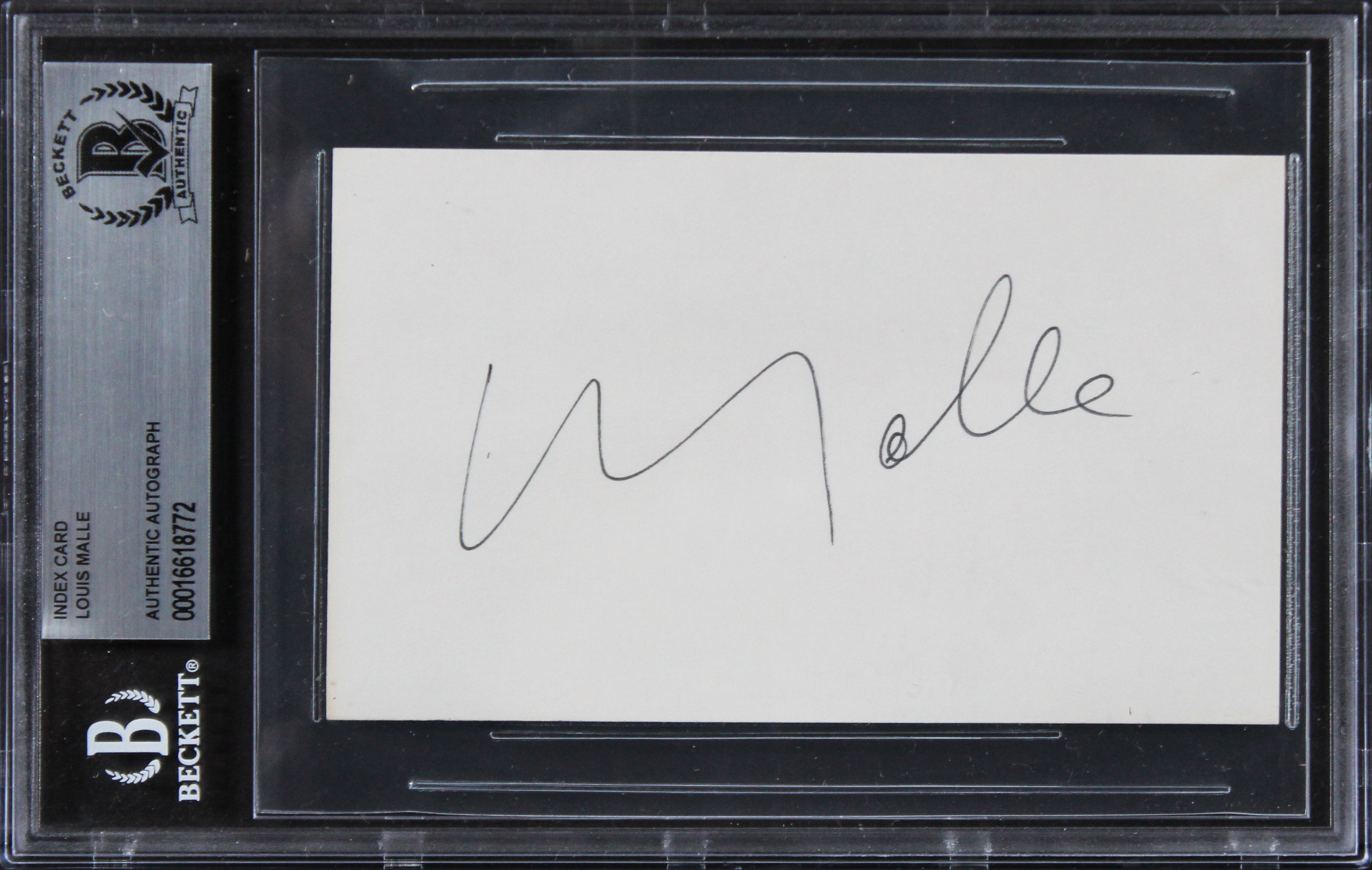 Louis Malle Goodbye, Children Authentic Signed 3x5 Index Card BAS Slabbed 1