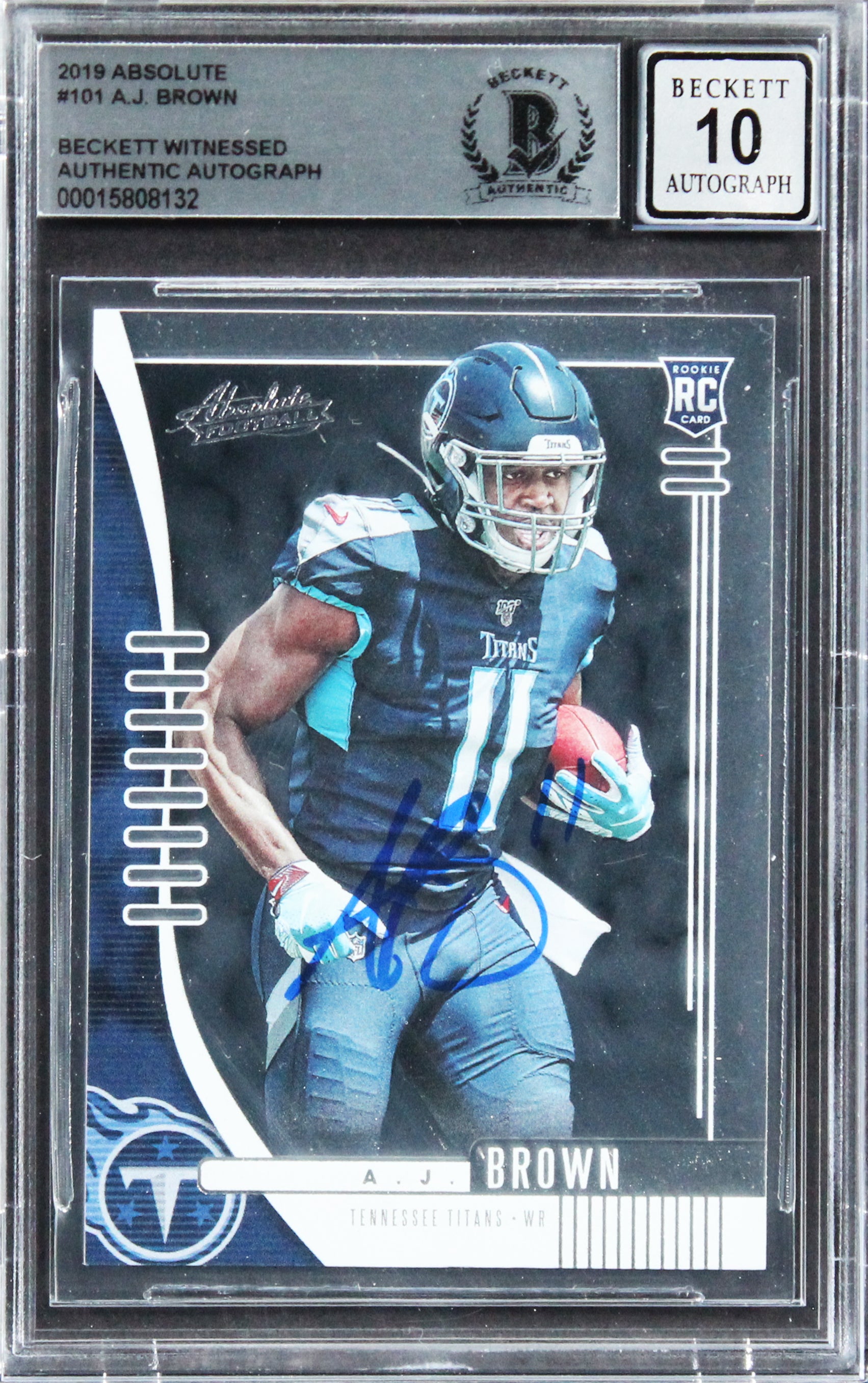 Eagles A.J. Brown Signed 2019 Absolute #101 Rookie Card Auto 10! BAS Slabbed